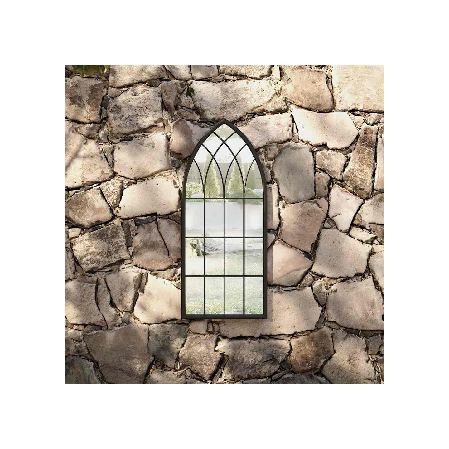 Miroir de jardin Noir 70x30 cm Fer pour utilisation extérieure