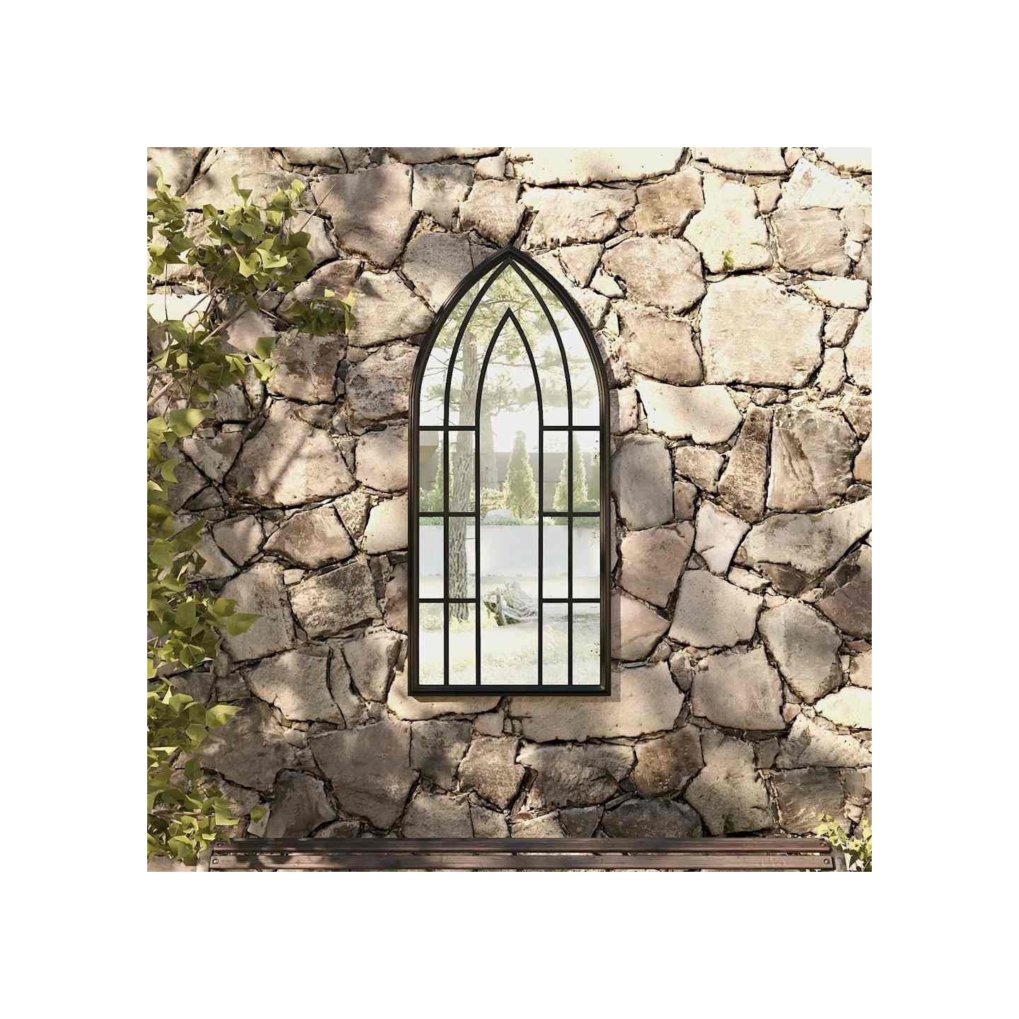 Miroir de jardin Noir 100x45 cm Fer pour utilisation extérieure