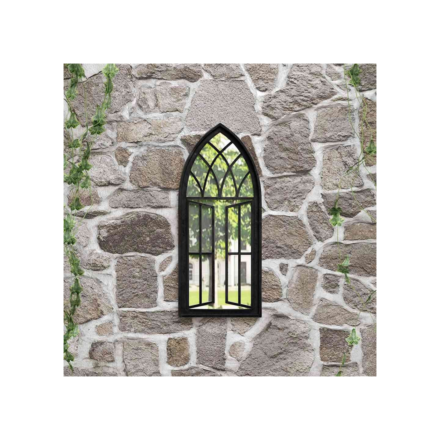 Miroir de jardin Noir 70x30 cm Fer pour utilisation extérieure
