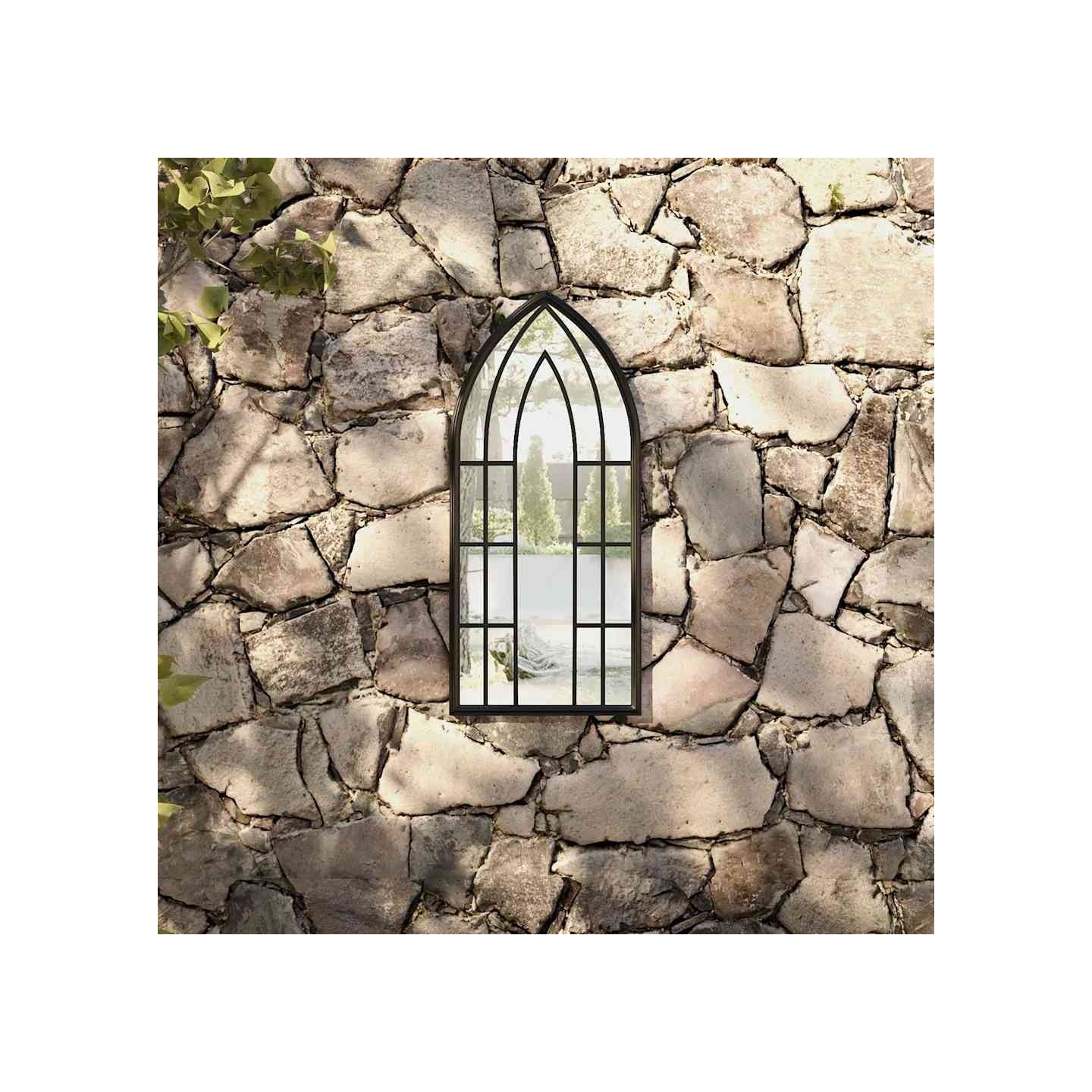 Miroir de jardin Noir 70x30 cm Fer pour utilisation extérieure