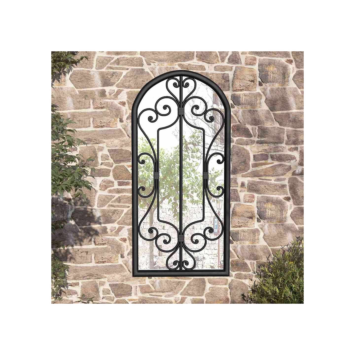 Miroir de jardin Noir 100x45 cm Fer pour utilisation extérieure