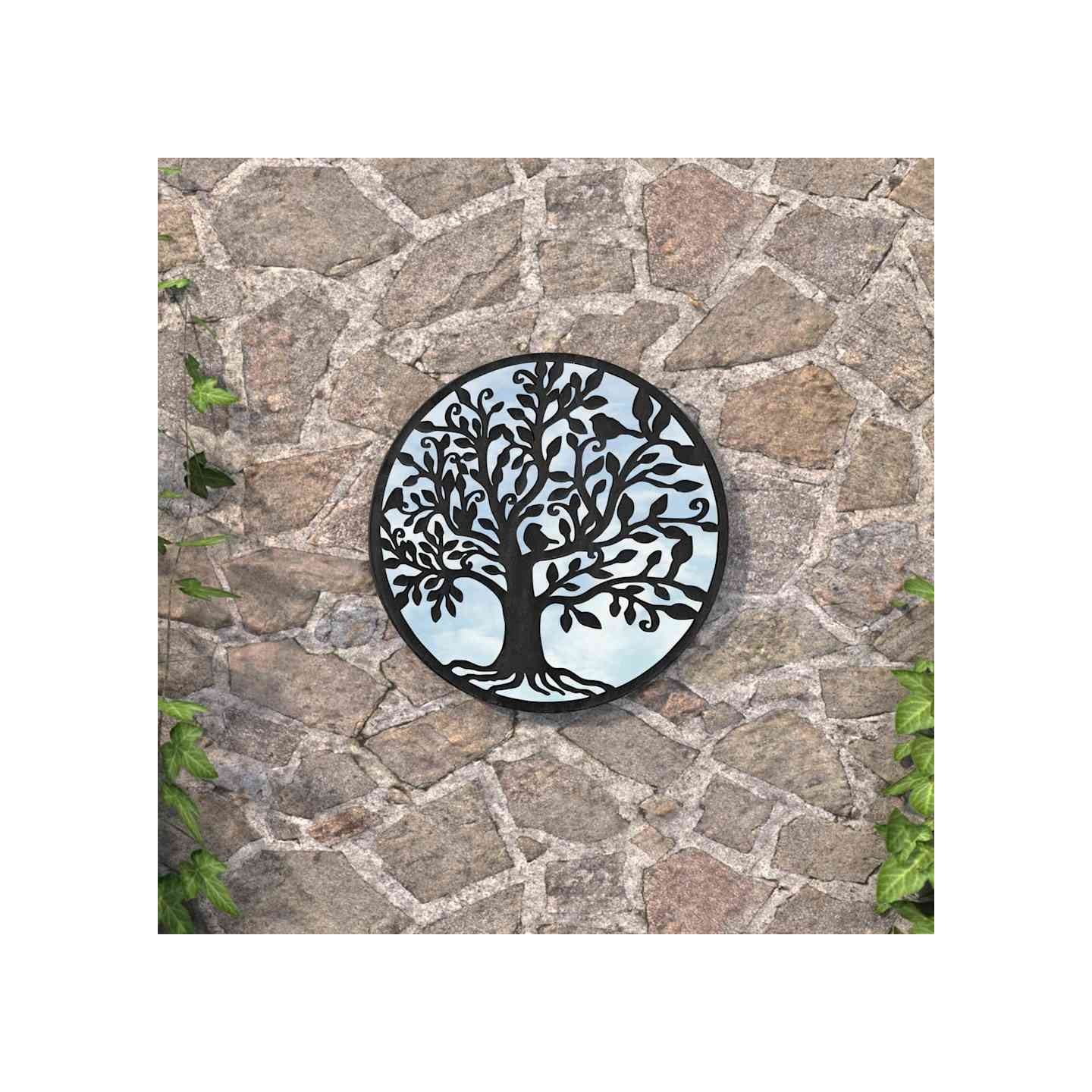 Miroir de jardin Noir 40x2,5 cm Fer Rond utilisation extérieure
