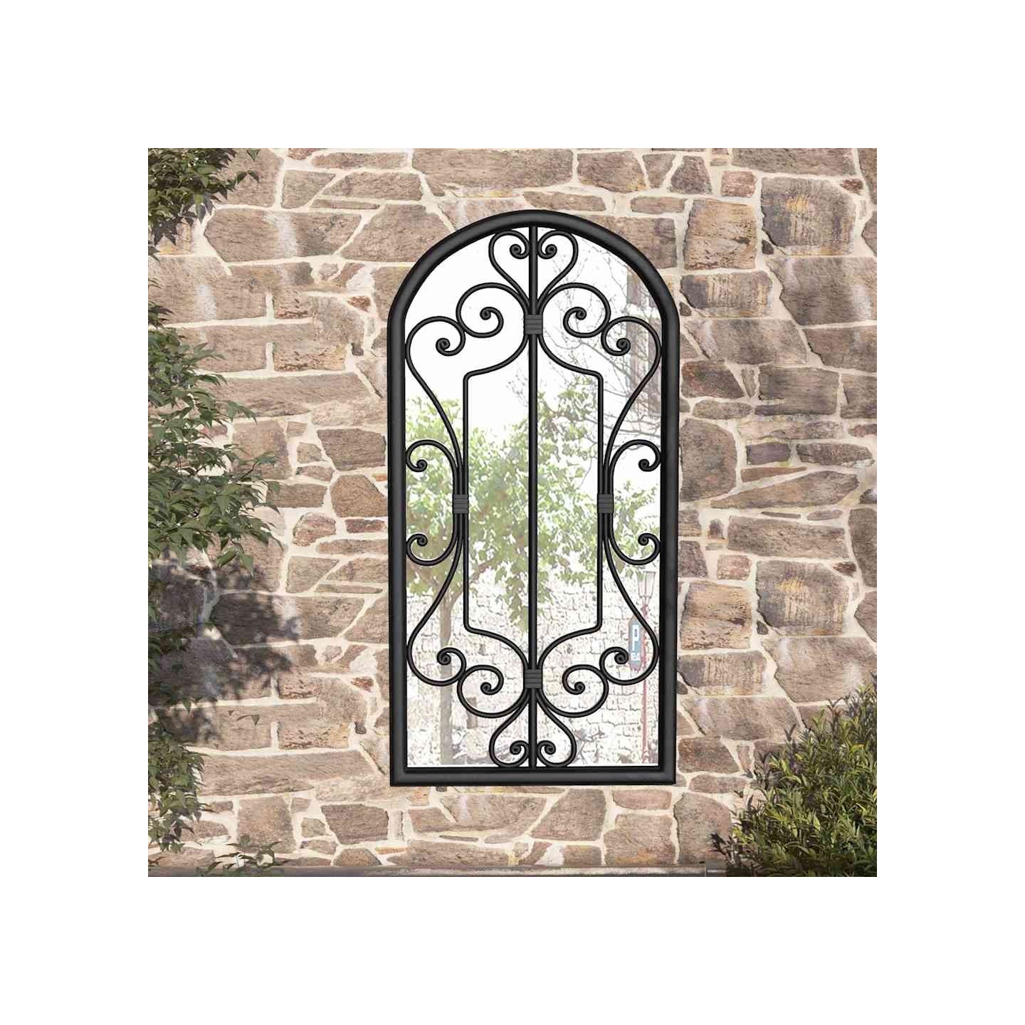 Miroir de jardin Noir 70x30 cm Fer pour utilisation extérieure