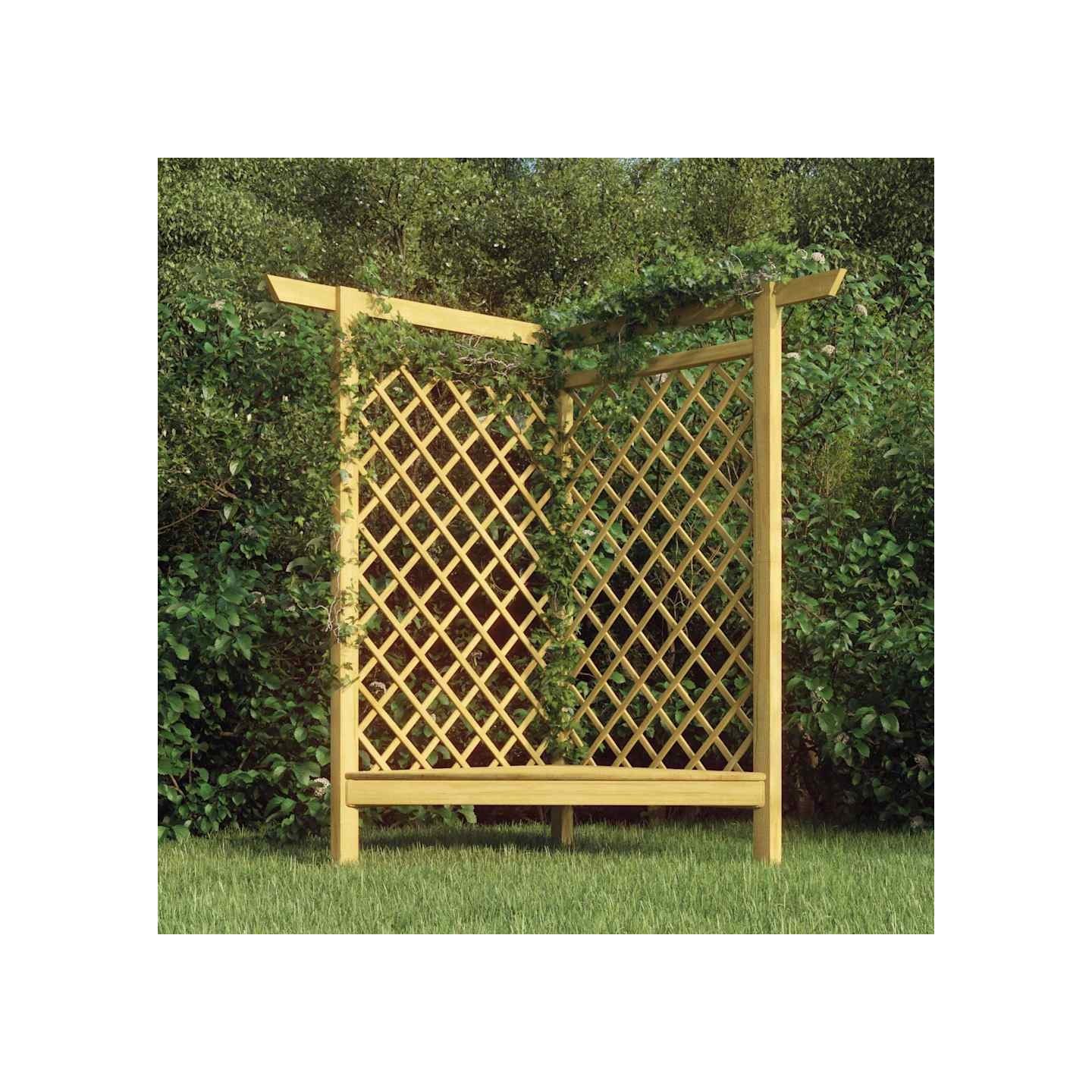 Pergola d'angle avec banc 166x81x174 cm Bois de pin imprégné