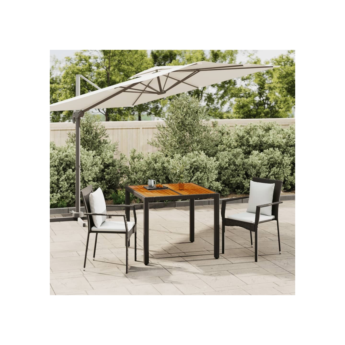 Ensemble à manger de jardin avec coussins 3 pcs Noir