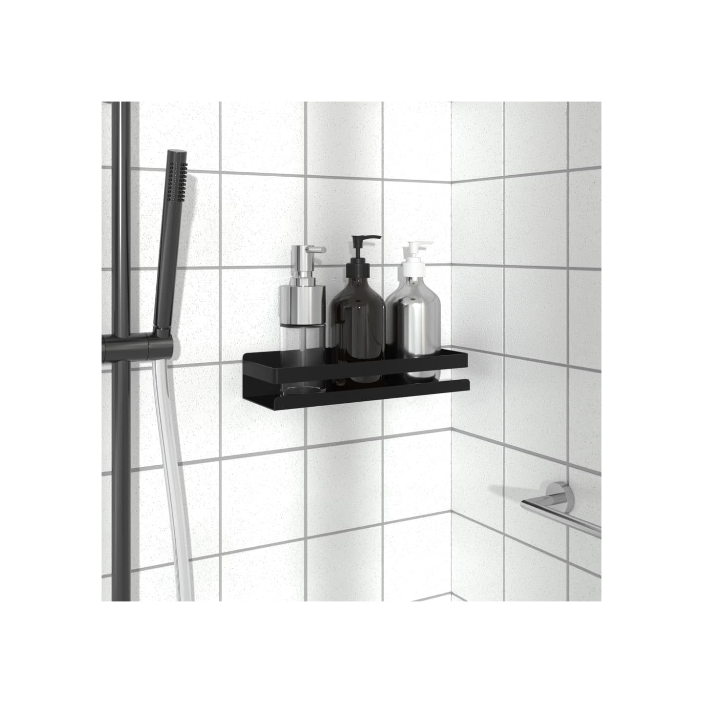 Étagère de douche noir mat acier inoxydable 304 brossé
