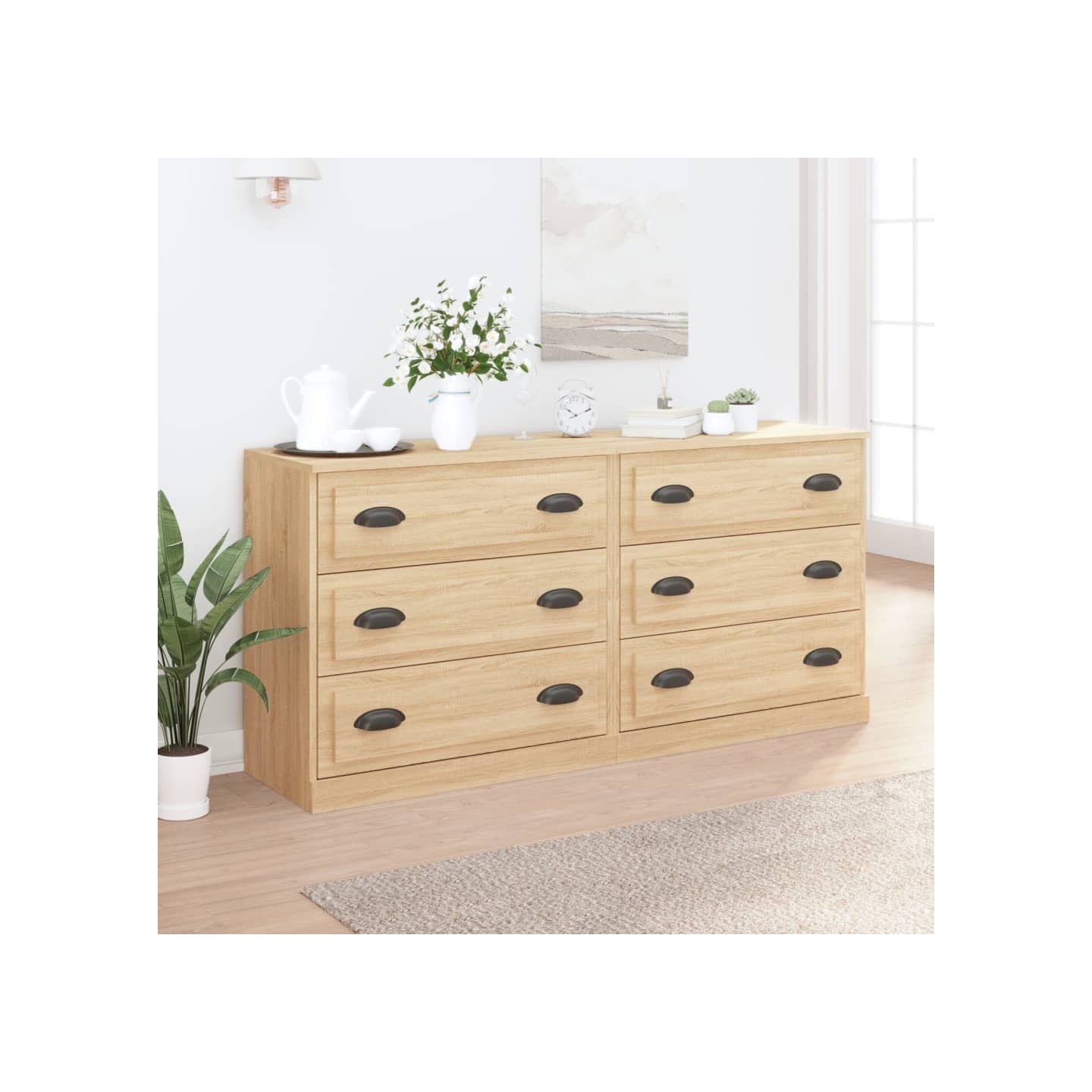 Buffets 2 pcs chêne sonoma bois d'ingénierie