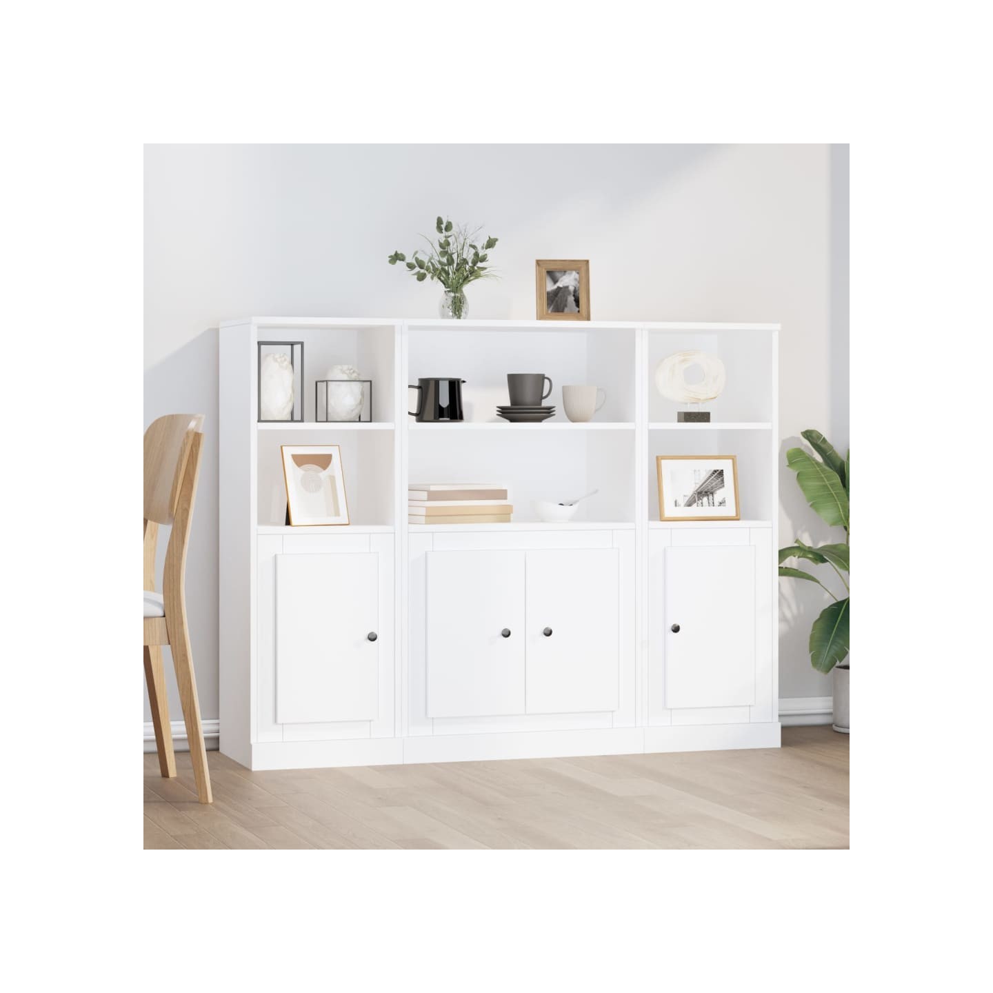Buffets 3 pcs blanc bois d'ingénierie