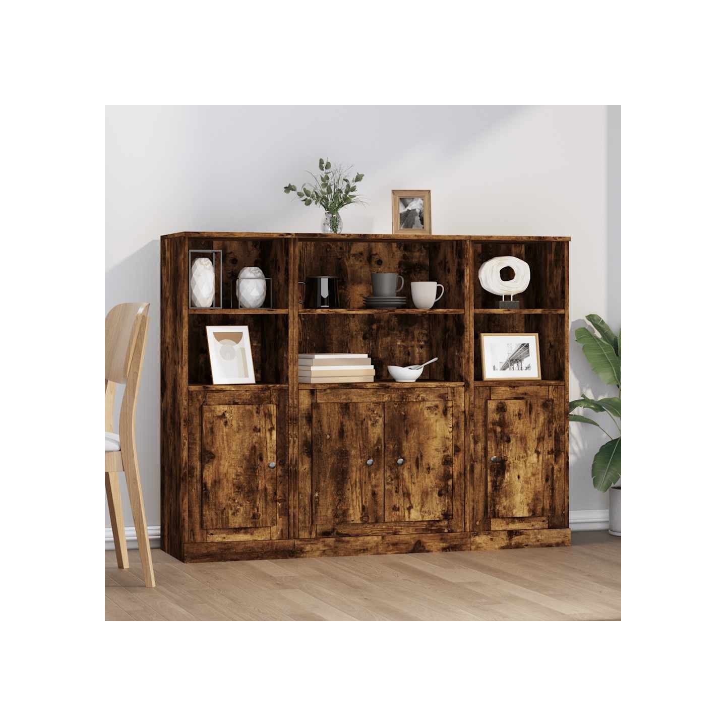 Buffets 3 pcs chêne fumé bois d'ingénierie