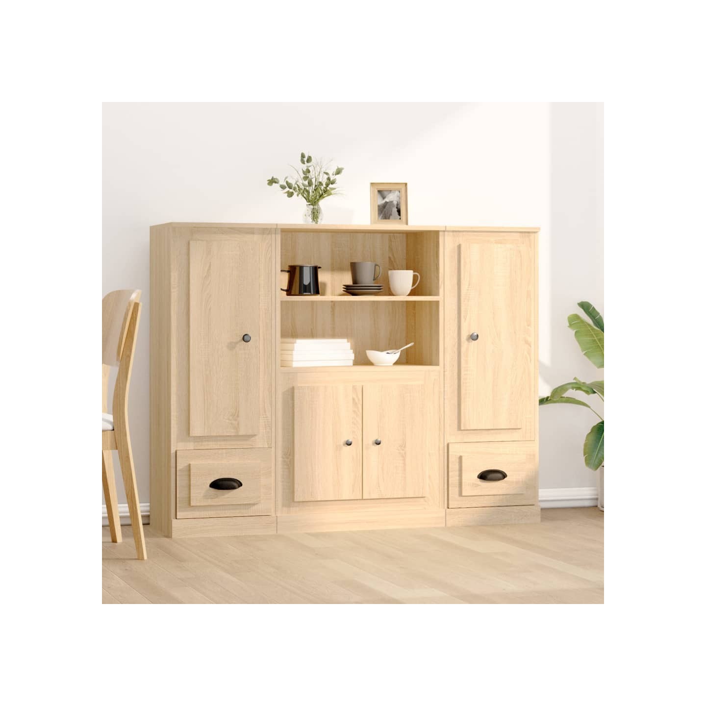 Buffets 3 pcs chêne sonoma bois d'ingénierie