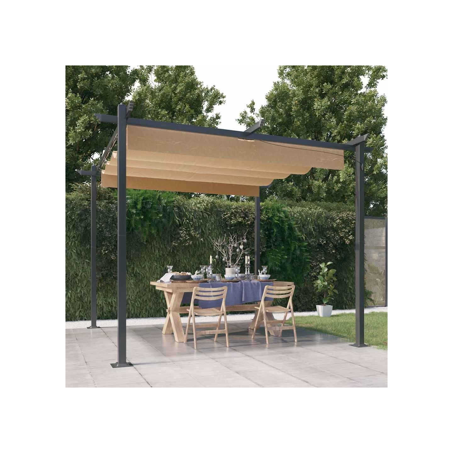 Tonnelle de jardin avec toit rétractable 3x3 m Taupe