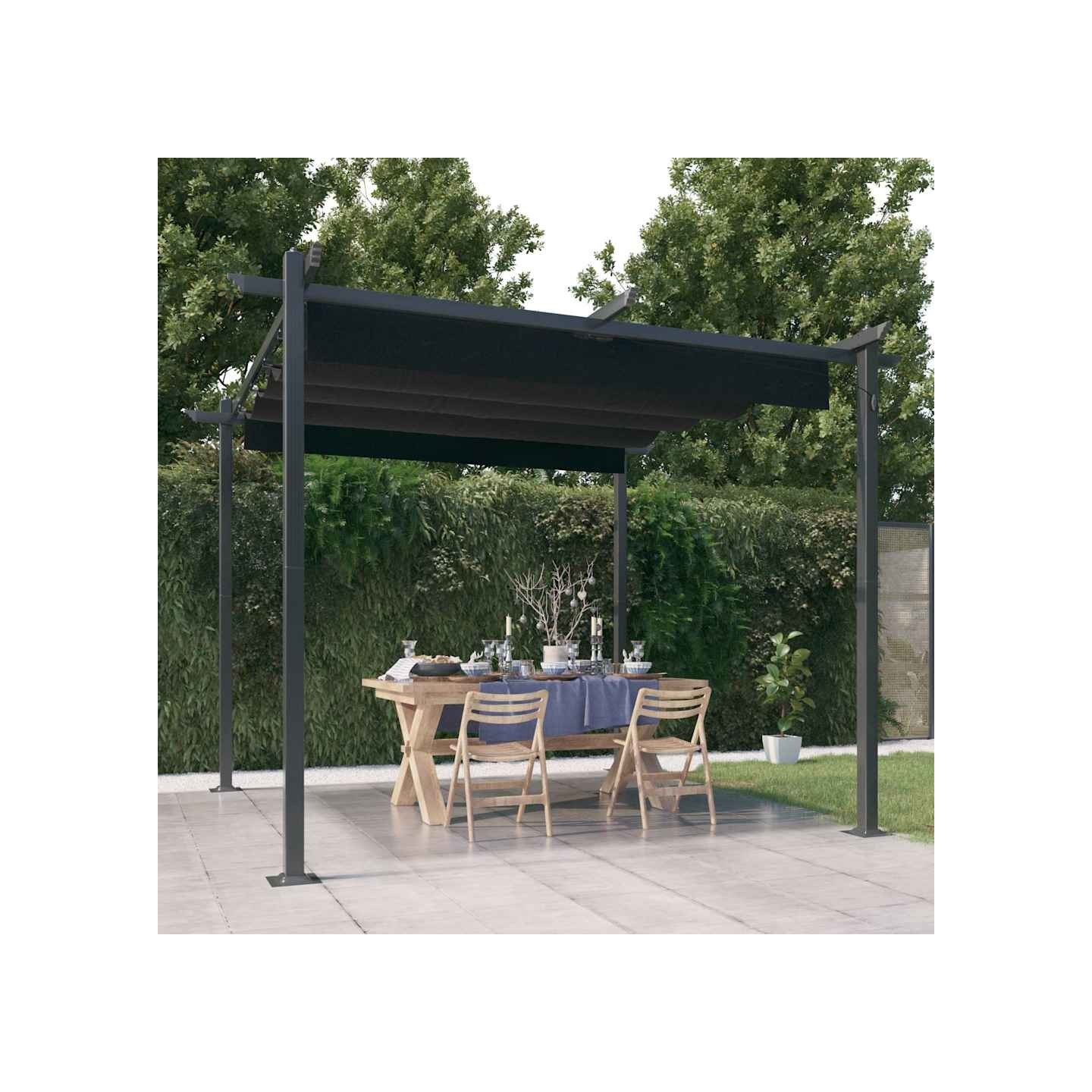 Tonnelle de jardin avec toit rétractable 3x3 m Anthracite