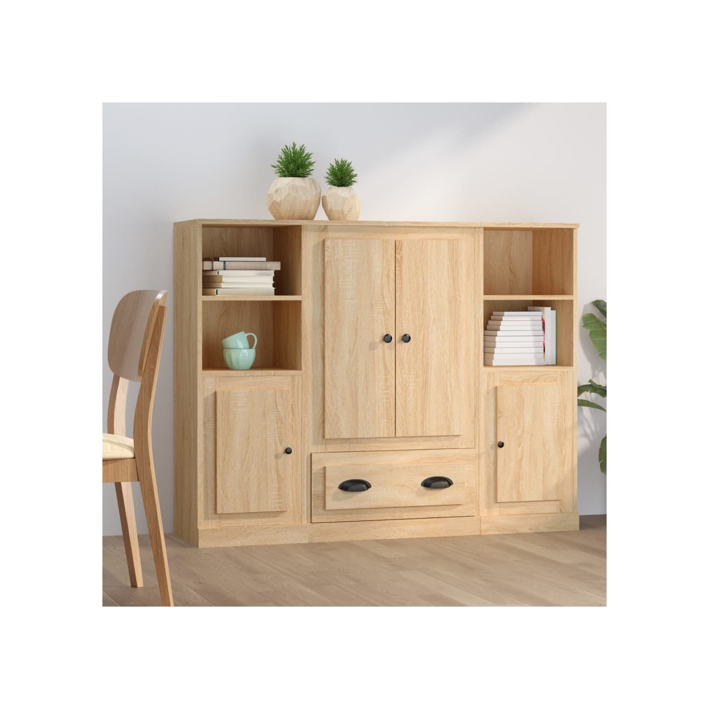 Buffets 3 pcs chêne sonoma bois d'ingénierie