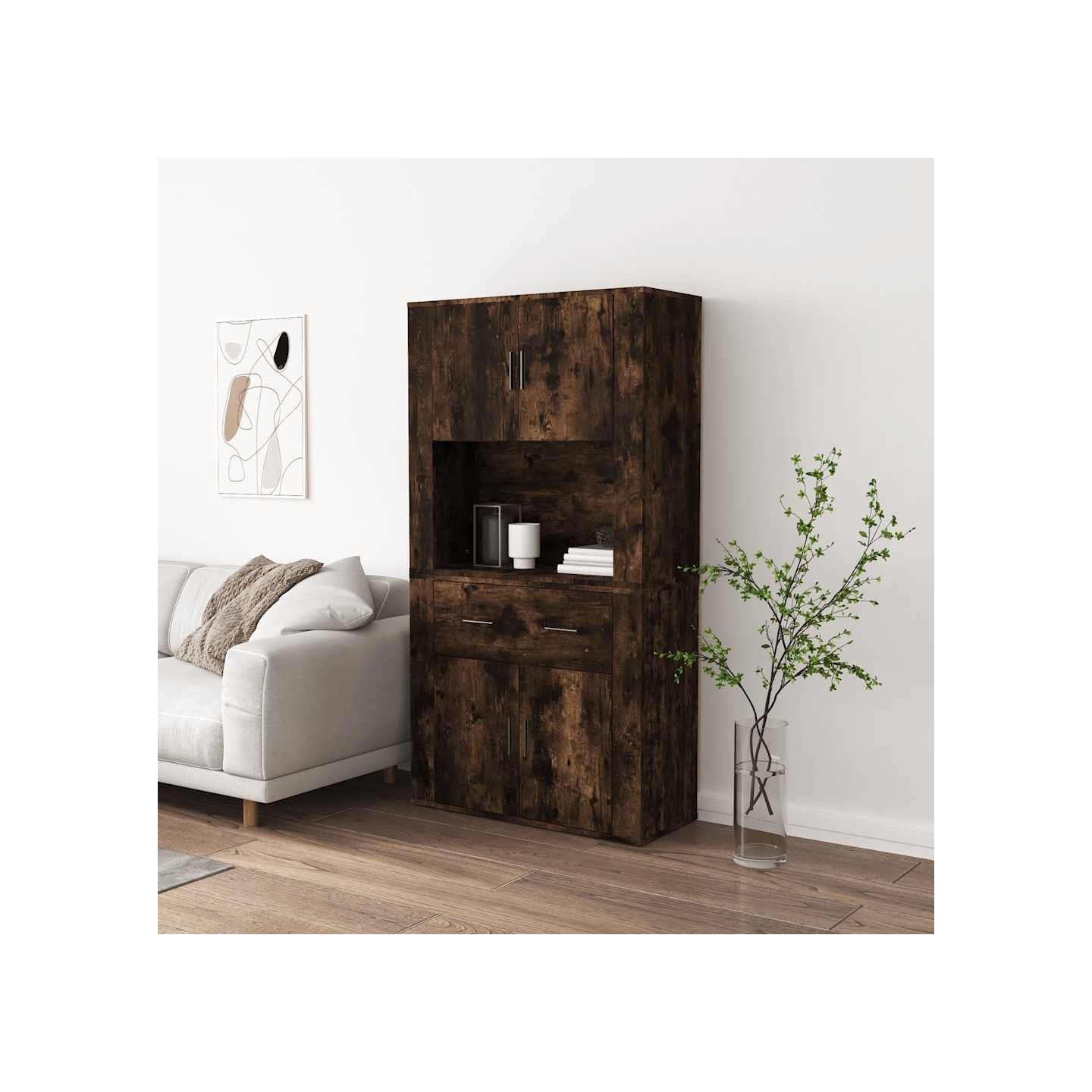 Buffet haut Chêne fumé Bois d'ingénierie