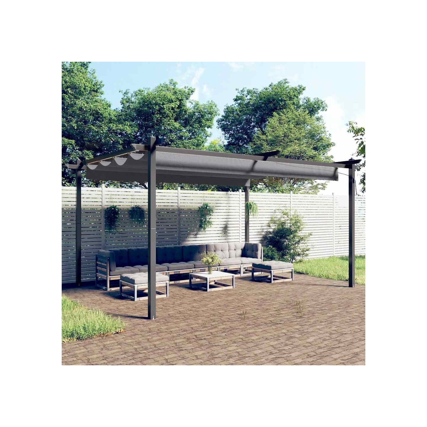 Tonnelle de jardin avec toit rétractable 4x3 m Anthracite