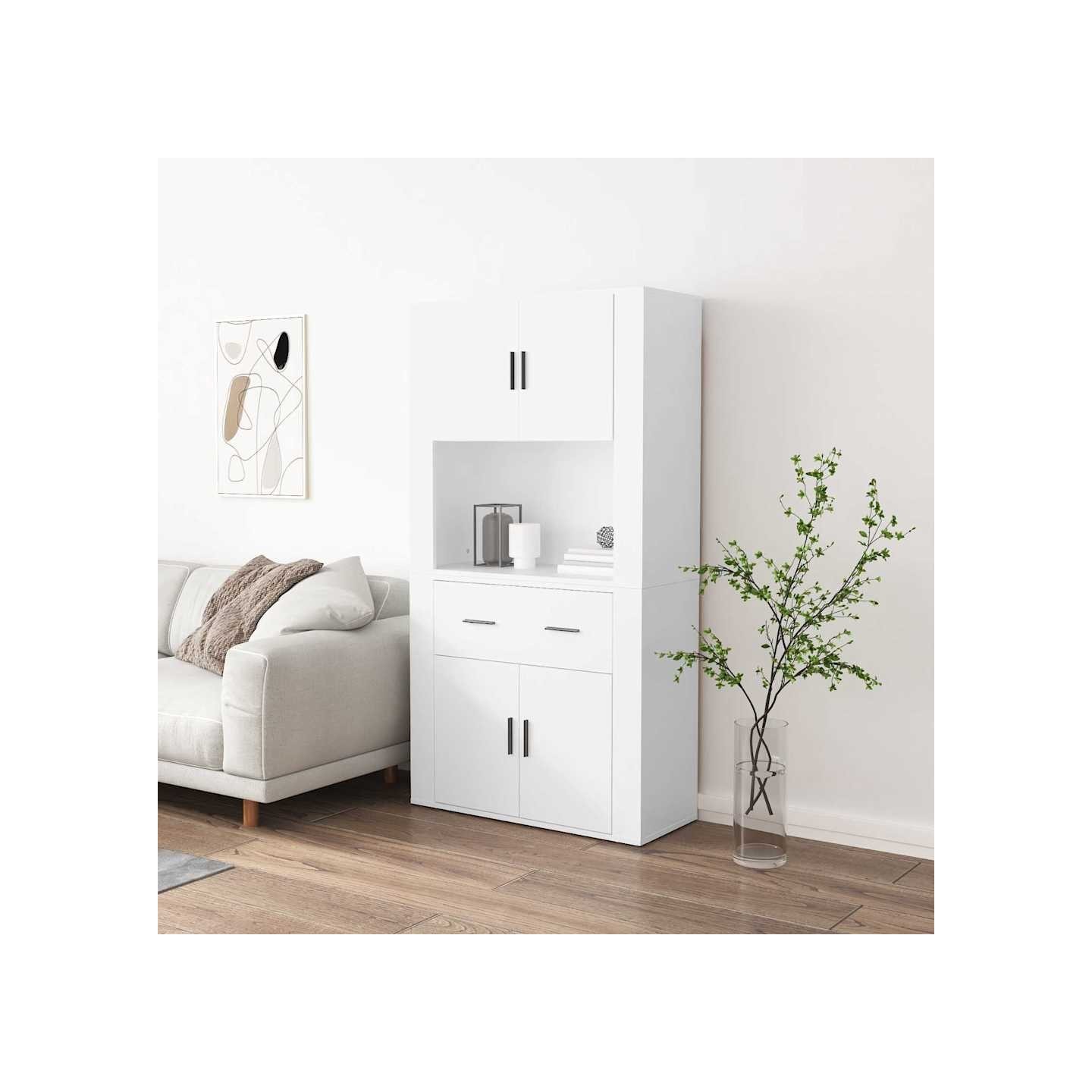 Buffet haut Blanc Bois d'ingénierie