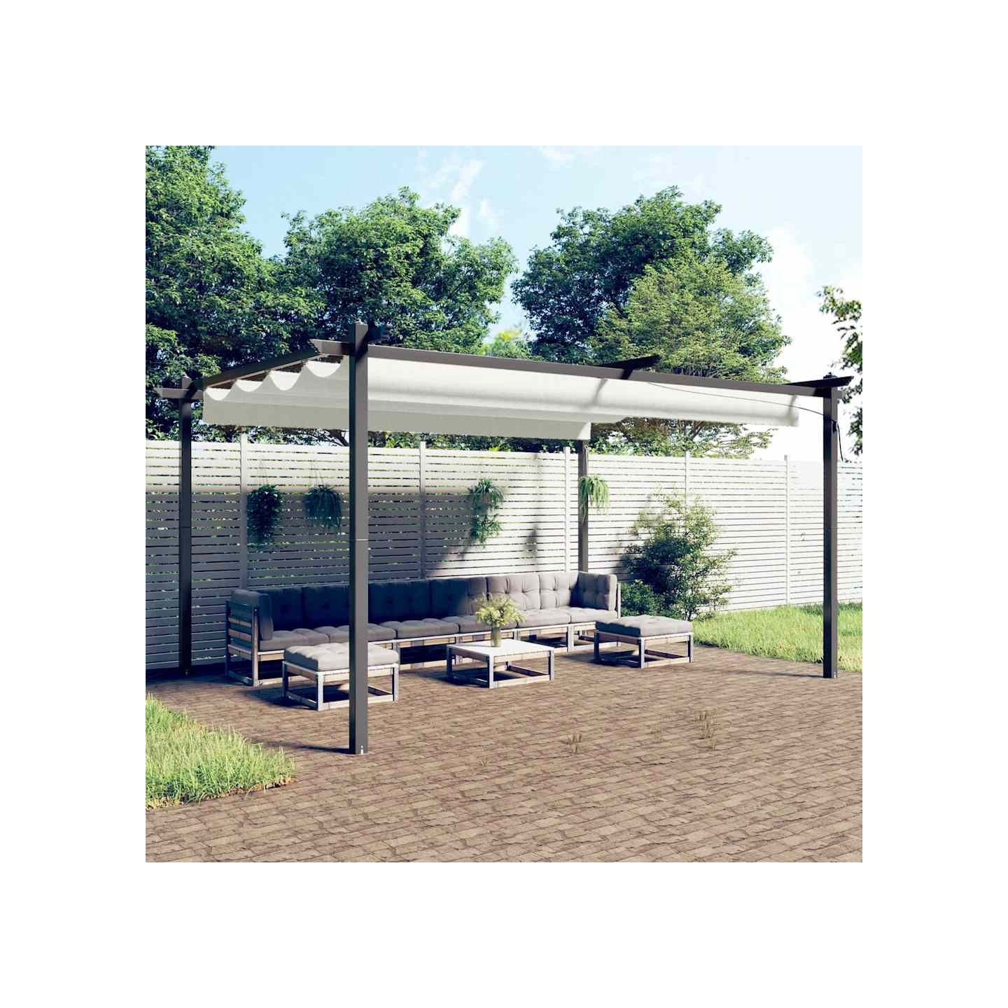 Tonnelle de jardin avec toit rétractable 4x3 m Crème