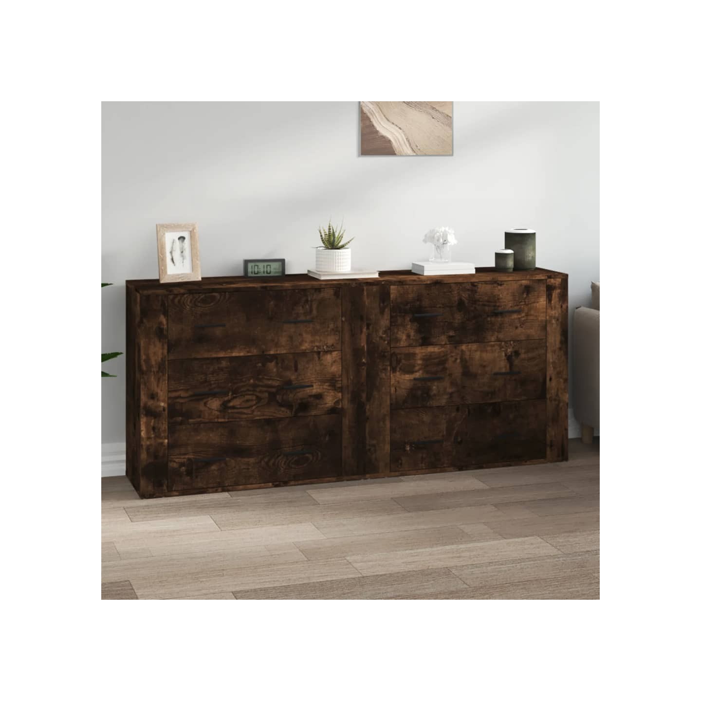 Buffets 2 pcs chêne fumé bois d'ingénierie