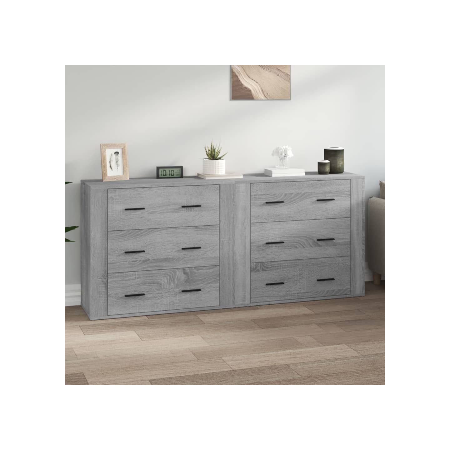 Buffets 2 pcs sonoma gris bois d'ingénierie