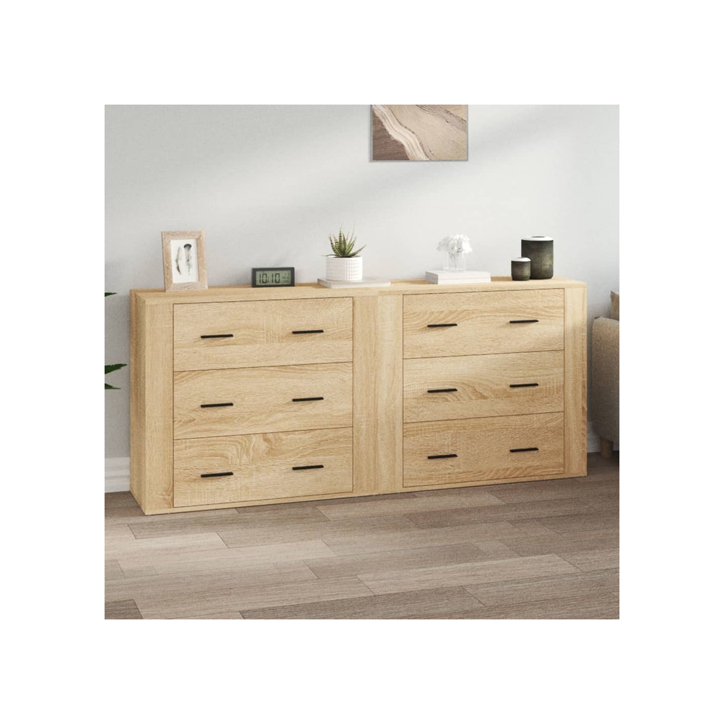 Buffets 2 pcs chêne sonoma bois d'ingénierie
