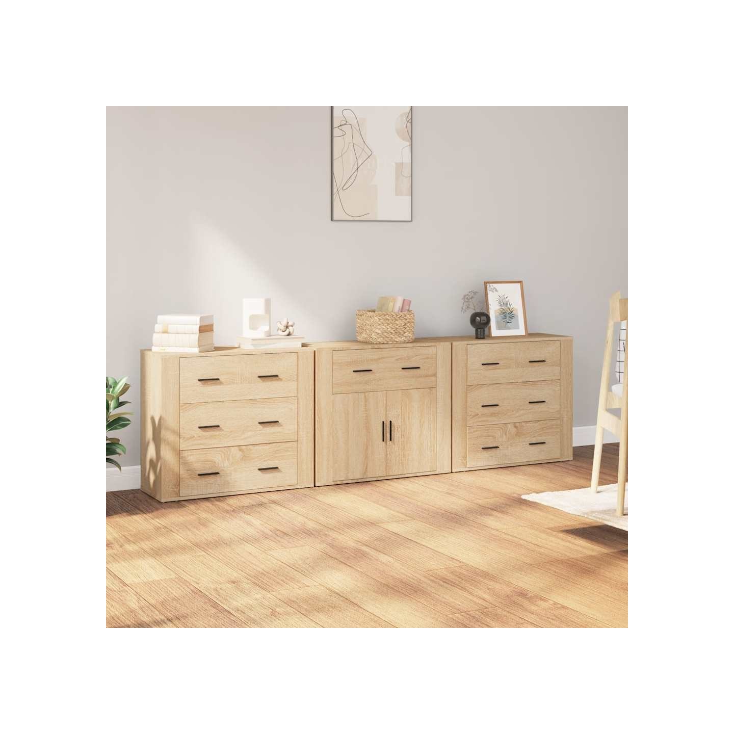 Buffets 3 pcs Chêne sonoma Bois d'ingénierie