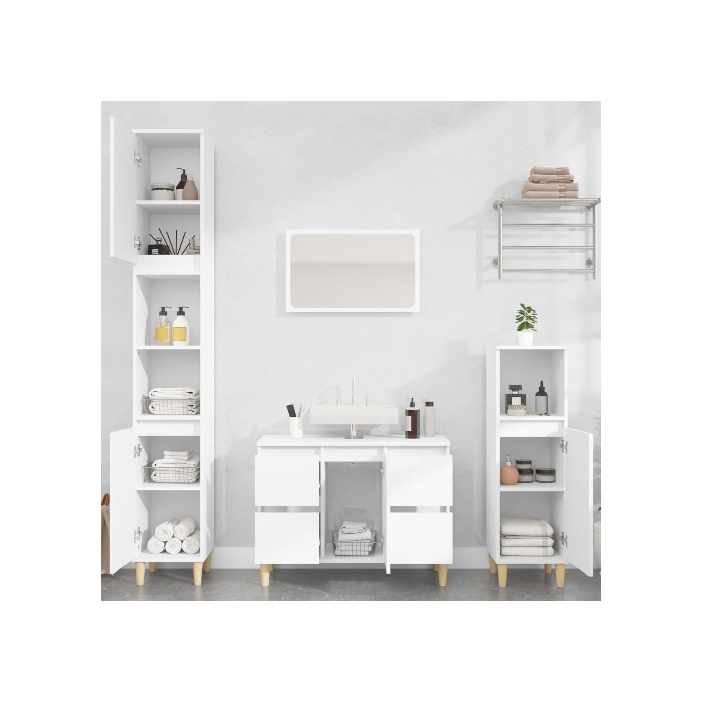 Ensemble de meubles salle de bain 3 pcs blanc bois d'ingénierie
