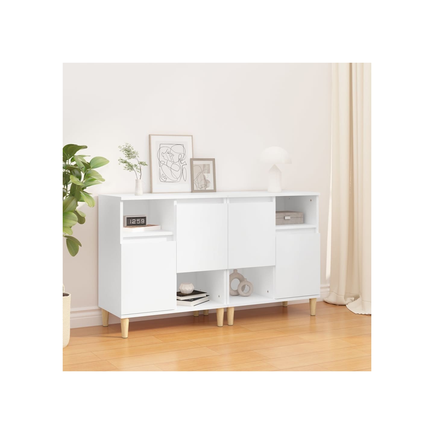 Buffets 2 pcs blanc 60x35x70 cm bois d'ingénierie