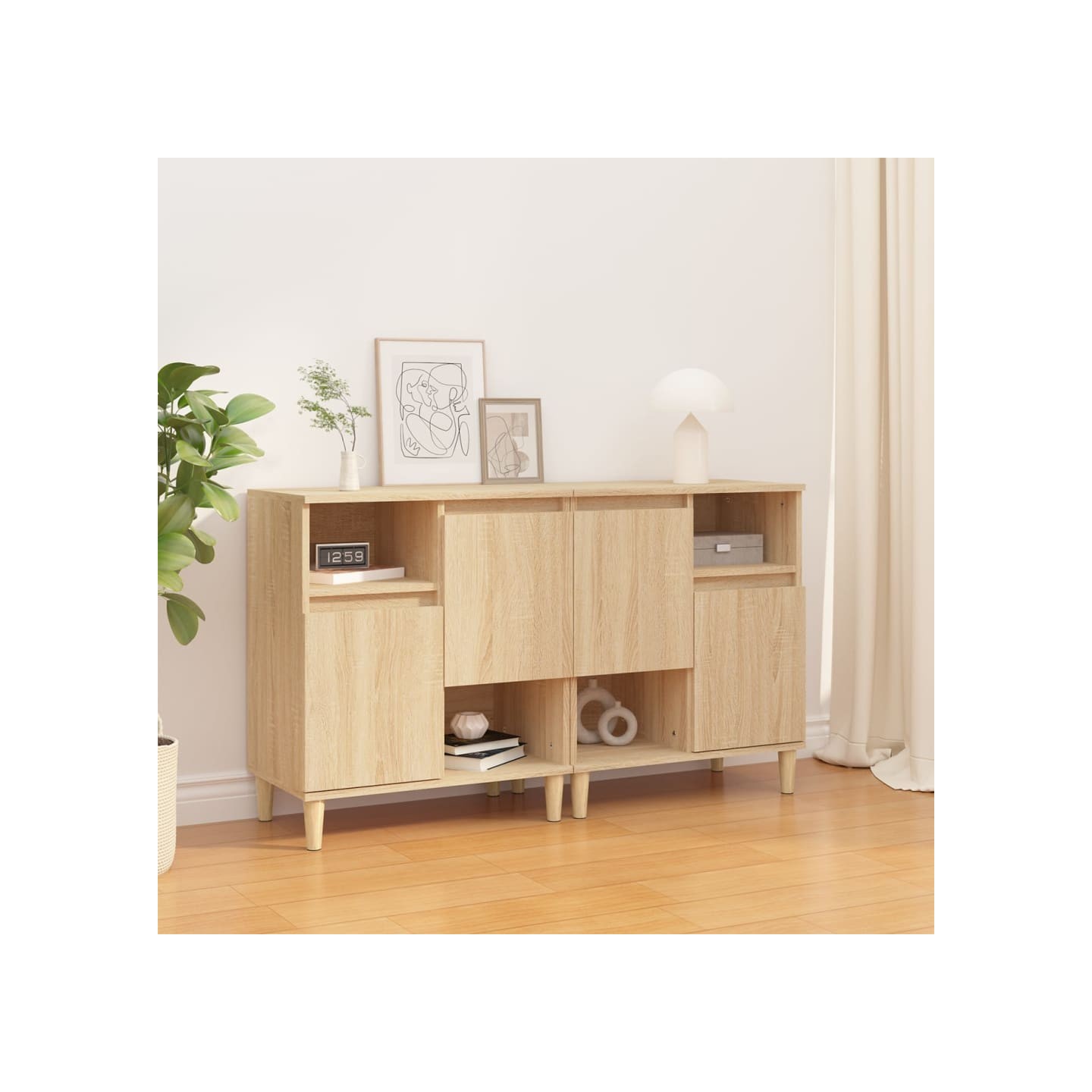 Buffets 2 pcs chêne sonoma 60x35x70 cm bois d'ingénierie