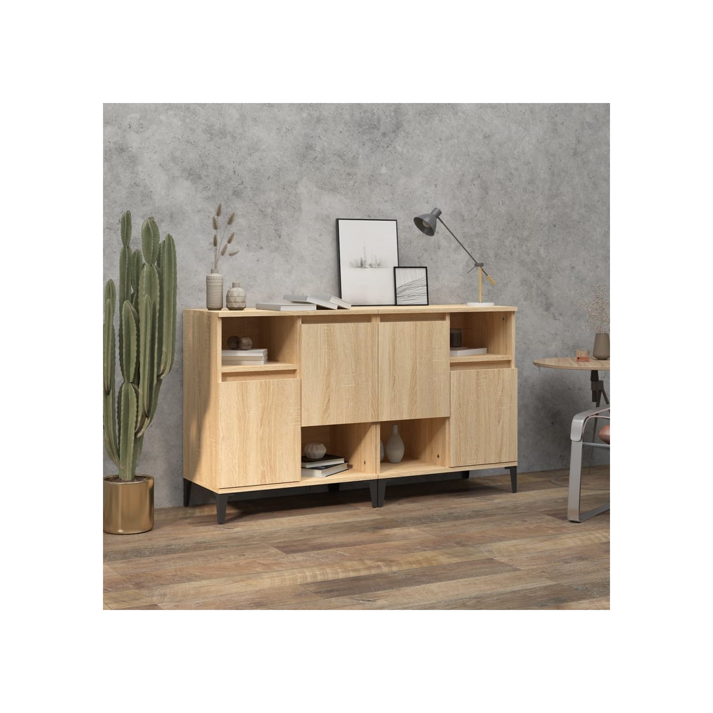 Buffets 2 pcs chêne sonoma 60x35x70 cm bois d'ingénierie