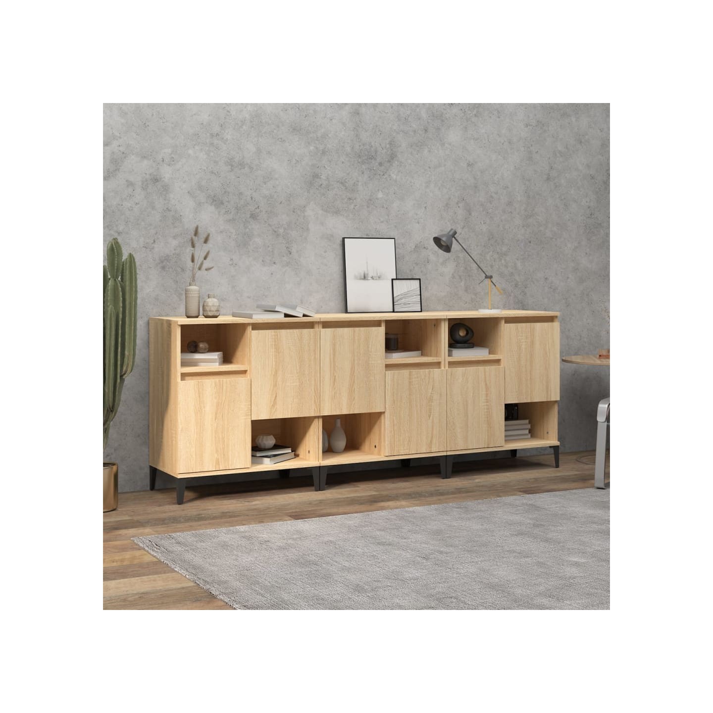 Buffets 3 pcs chêne sonoma 60x35x70 cm bois d'ingénierie