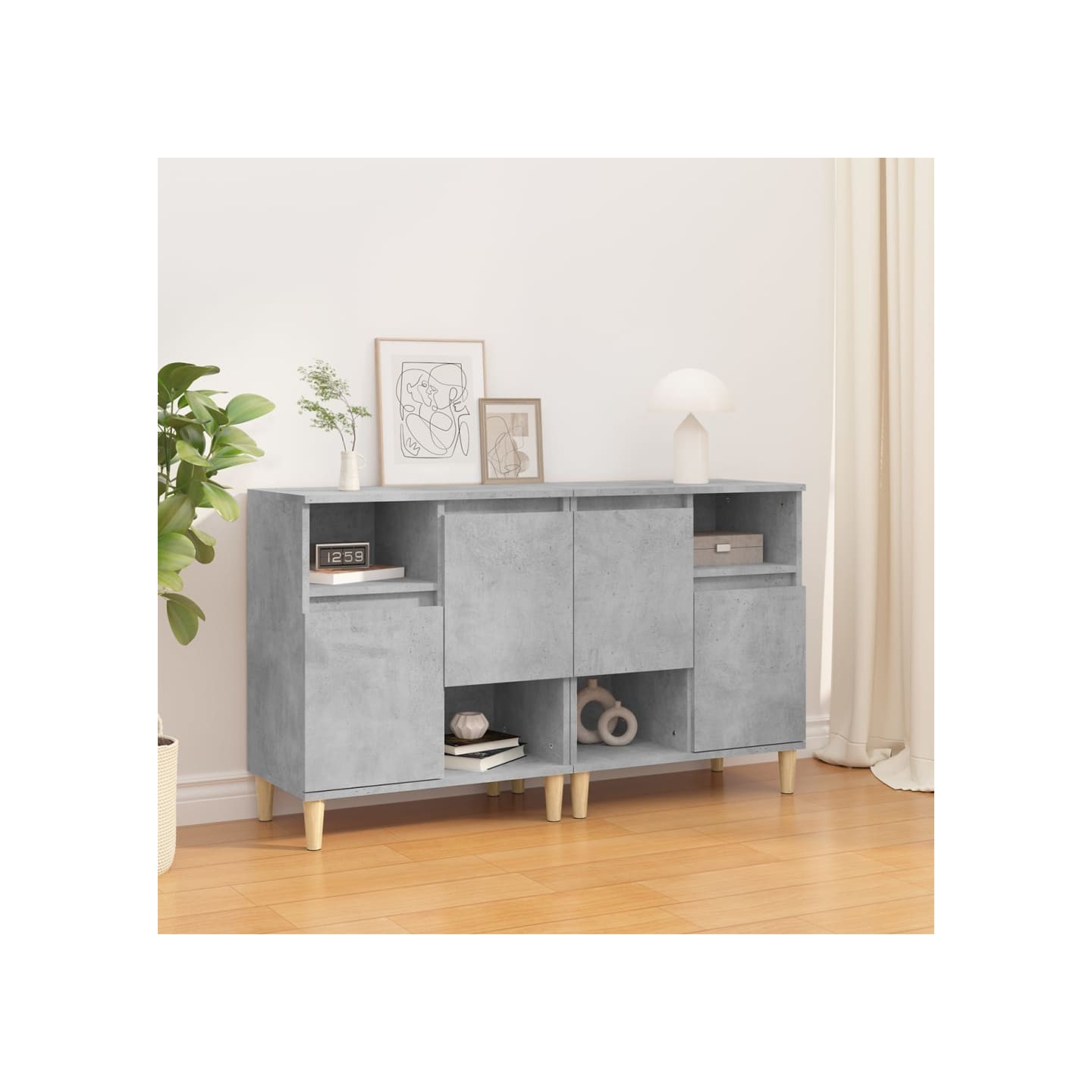 Buffets 2 pcs gris béton 60x35x70 cm bois d'ingénierie