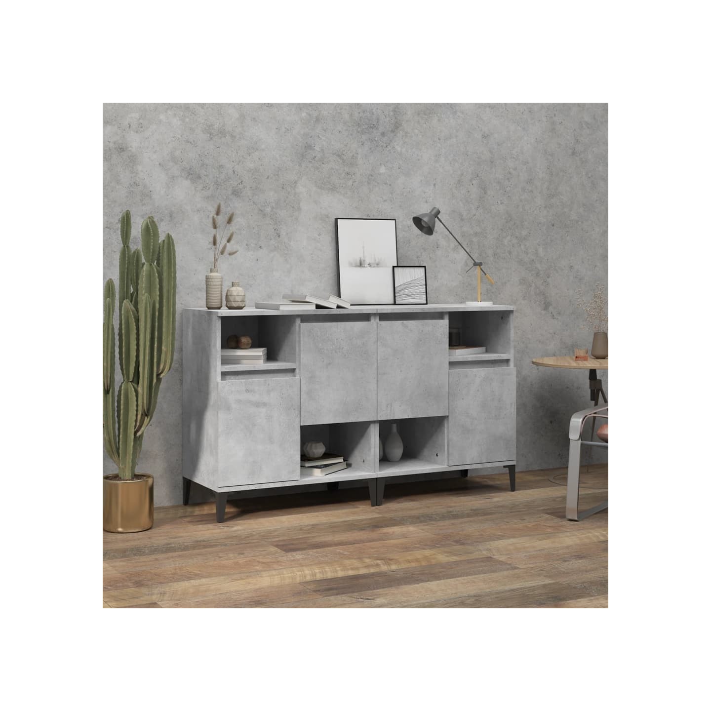 Buffets 2 pcs gris béton 60x35x70 cm bois d'ingénierie