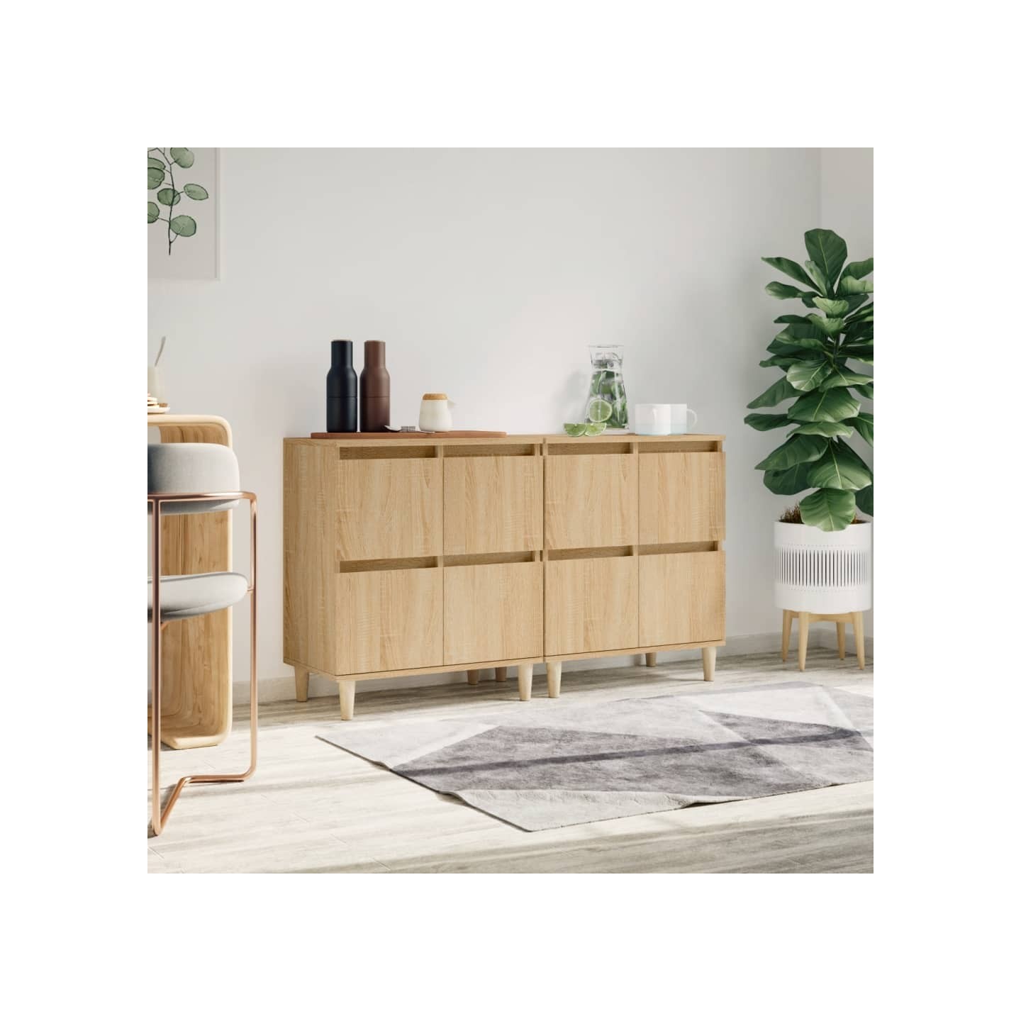 Buffets 2 pcs chêne sonoma 60x35x70 cm bois d'ingénierie
