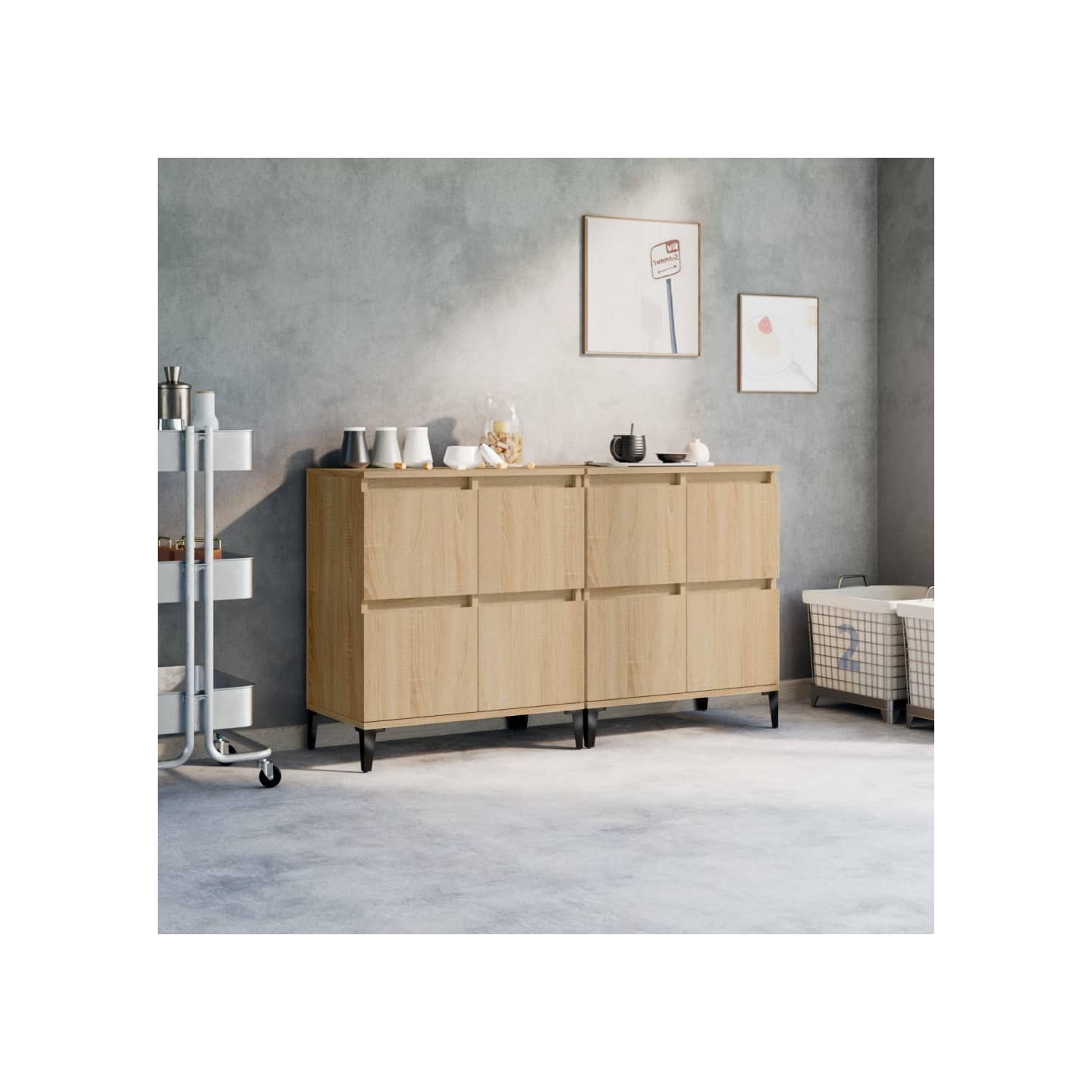 Buffets 2 pcs chêne sonoma 60x35x70 cm bois d'ingénierie