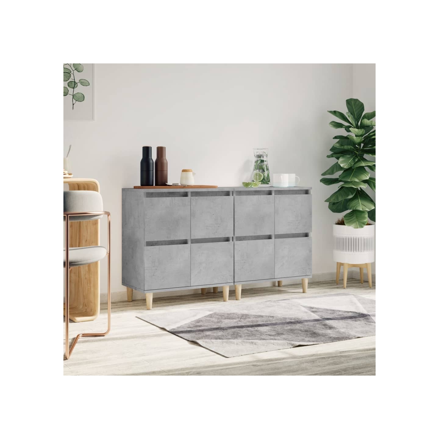 Buffets 2 pcs gris béton 60x35x70 cm bois d'ingénierie