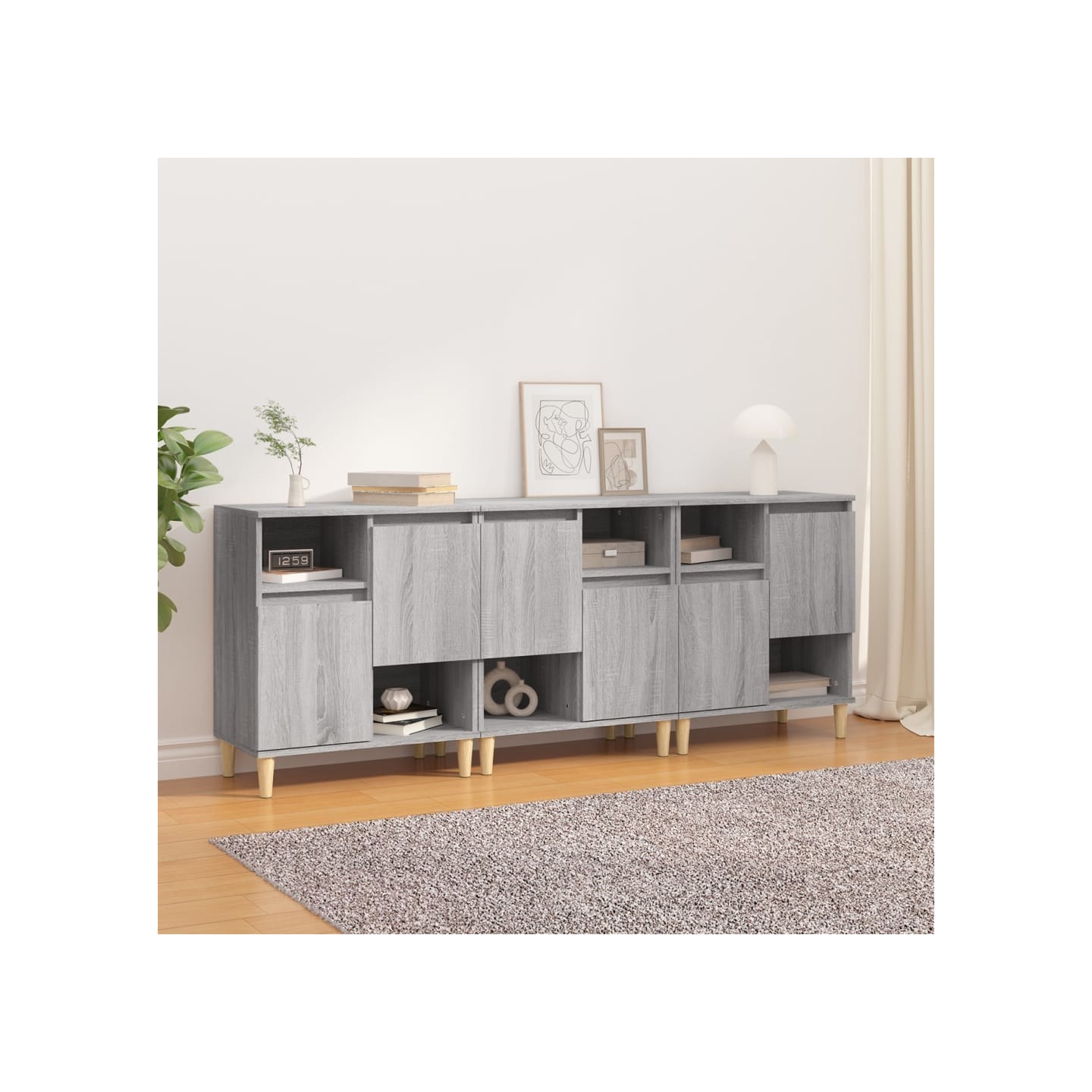 Buffets 3 pcs sonoma gris 60x35x70 cm bois d'ingénierie