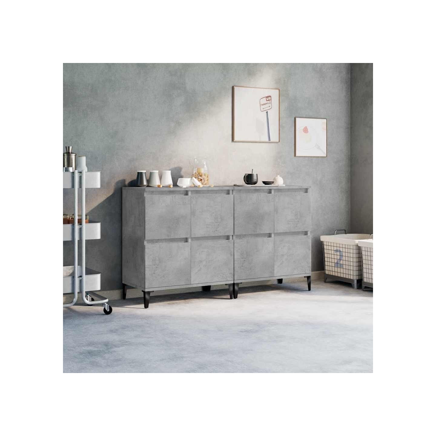 Buffets 2 pcs gris béton 60x35x70 cm bois d'ingénierie