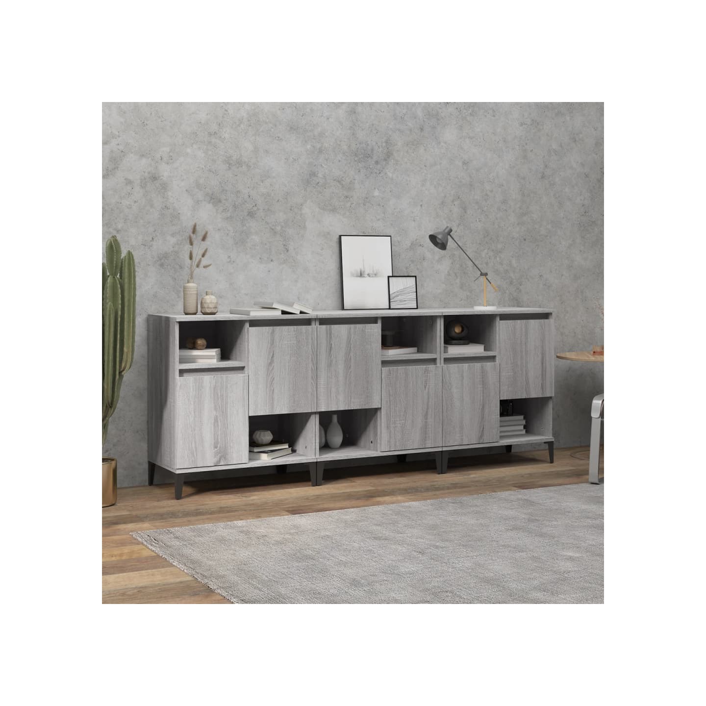 Buffets 3 pcs sonoma gris 60x35x70 cm bois d'ingénierie