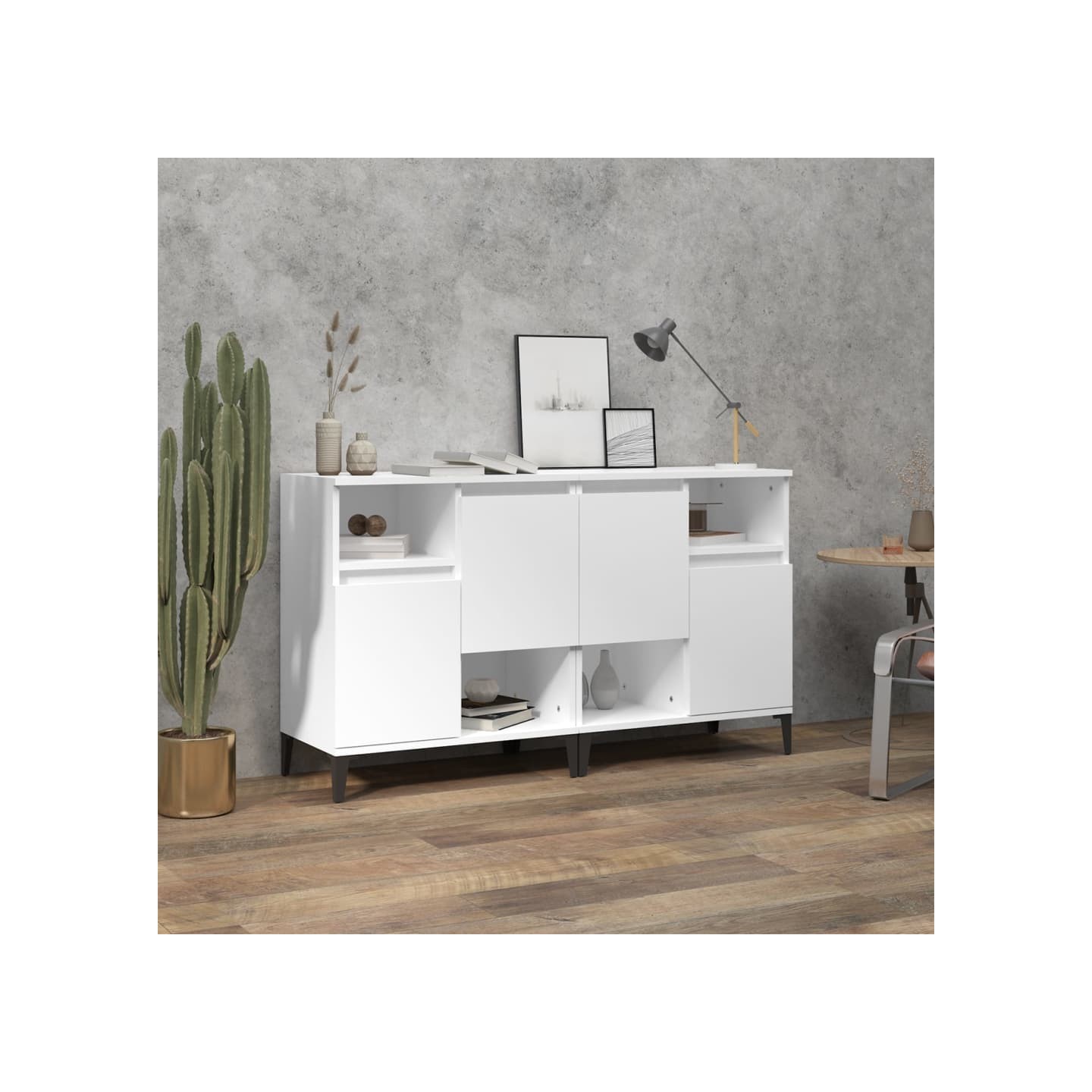Buffets 2 pcs blanc 60x35x70 cm bois d'ingénierie