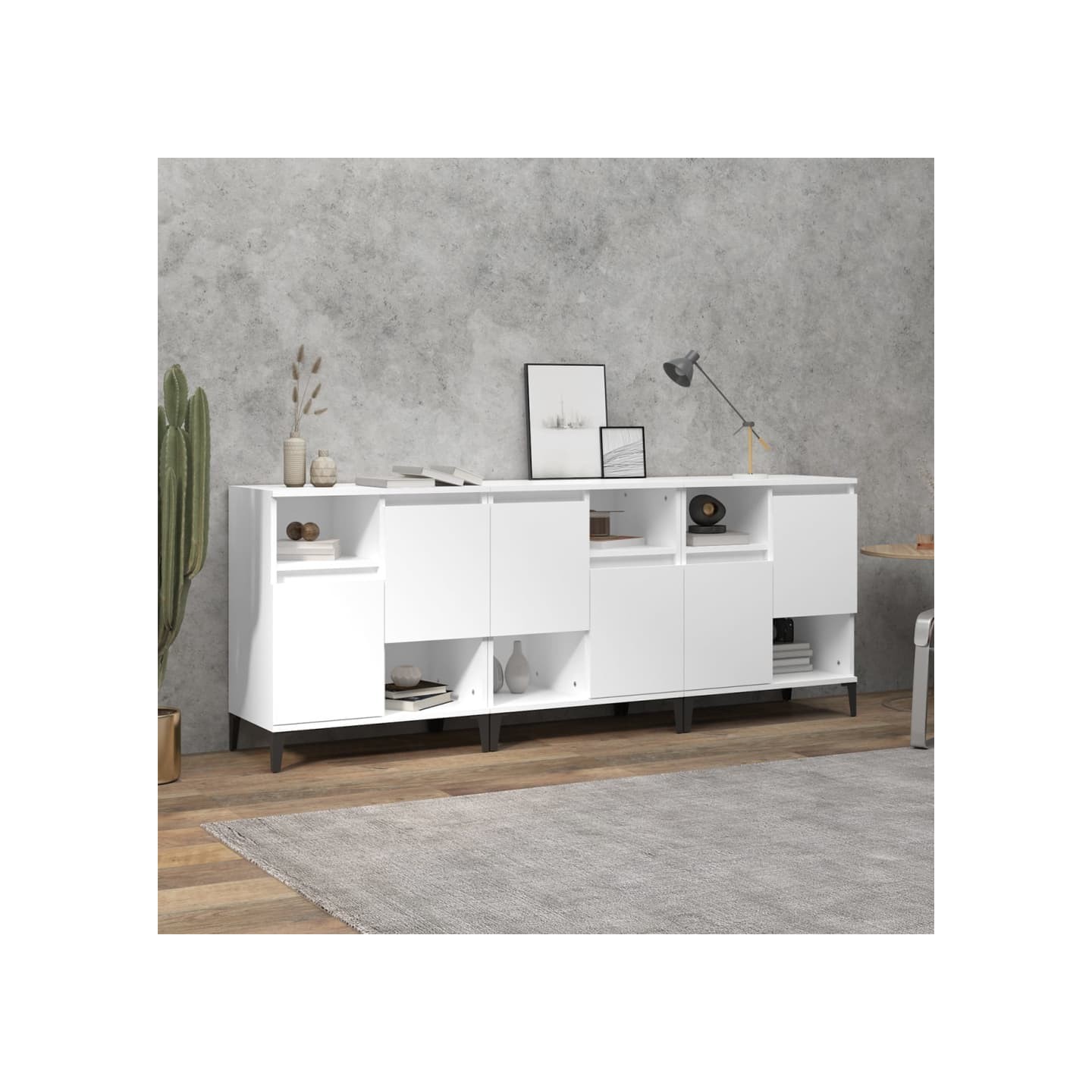 Buffets 3 pcs blanc 60x35x70 cm bois d'ingénierie