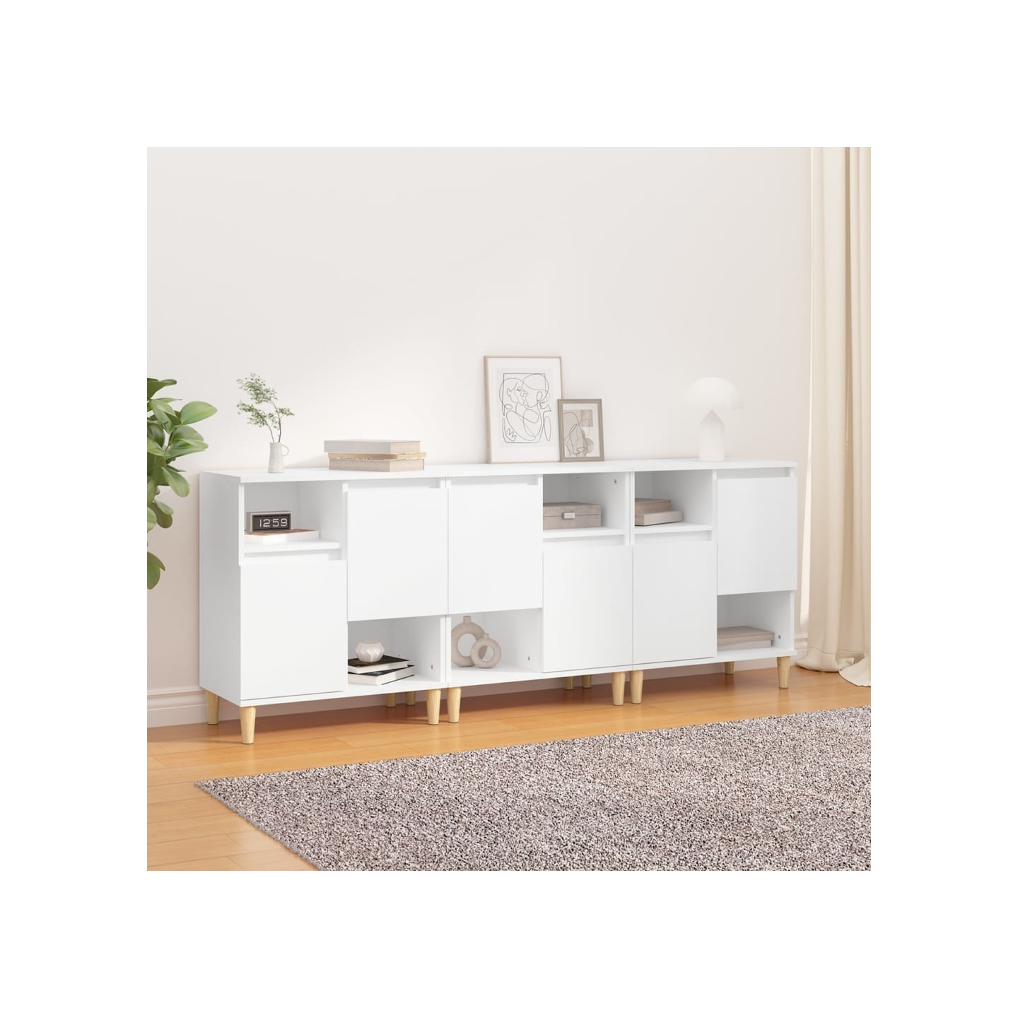 Buffets 3 pcs blanc 60x35x70 cm bois d'ingénierie