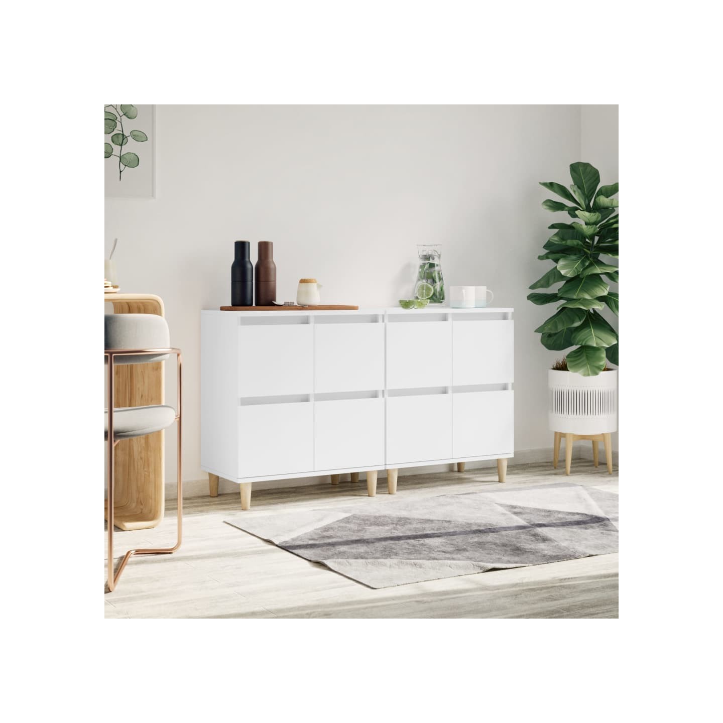 Buffets 2 pcs blanc 60x35x70 cm bois d'ingénierie