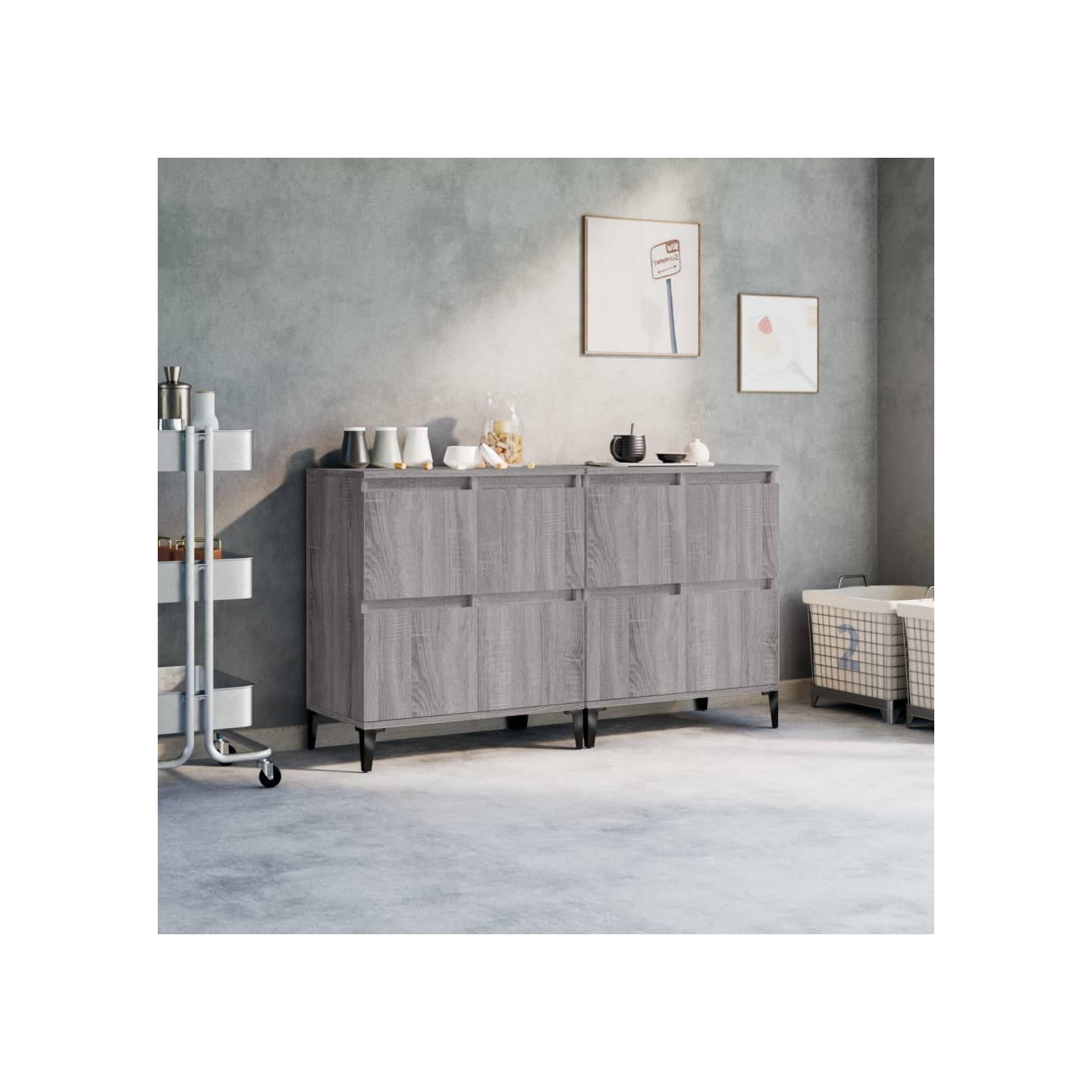 Buffets 2 pcs sonoma gris 60x35x70 cm bois d'ingénierie