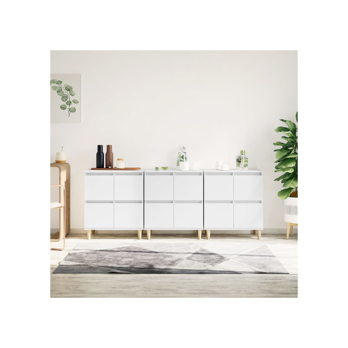 Buffets 3 pcs blanc 60x35x70 cm bois d'ingénierie