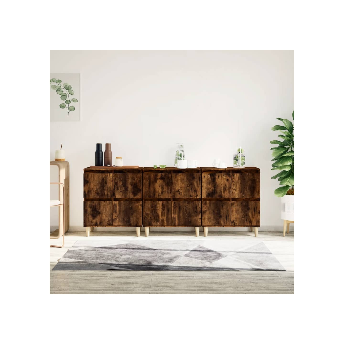 Buffets 3 pcs chêne fumé 60x35x70 cm bois d'ingénierie