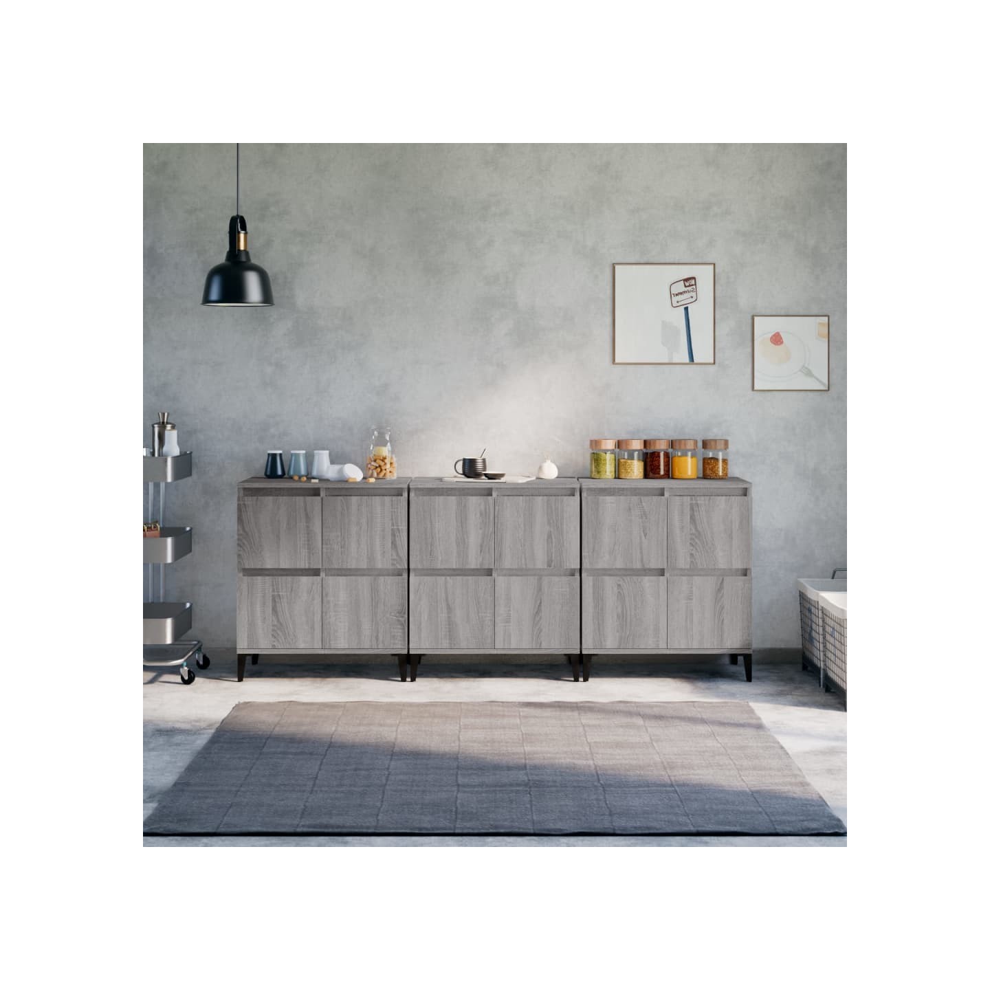 Buffets 3 pcs sonoma gris 60x35x70 cm bois d'ingénierie