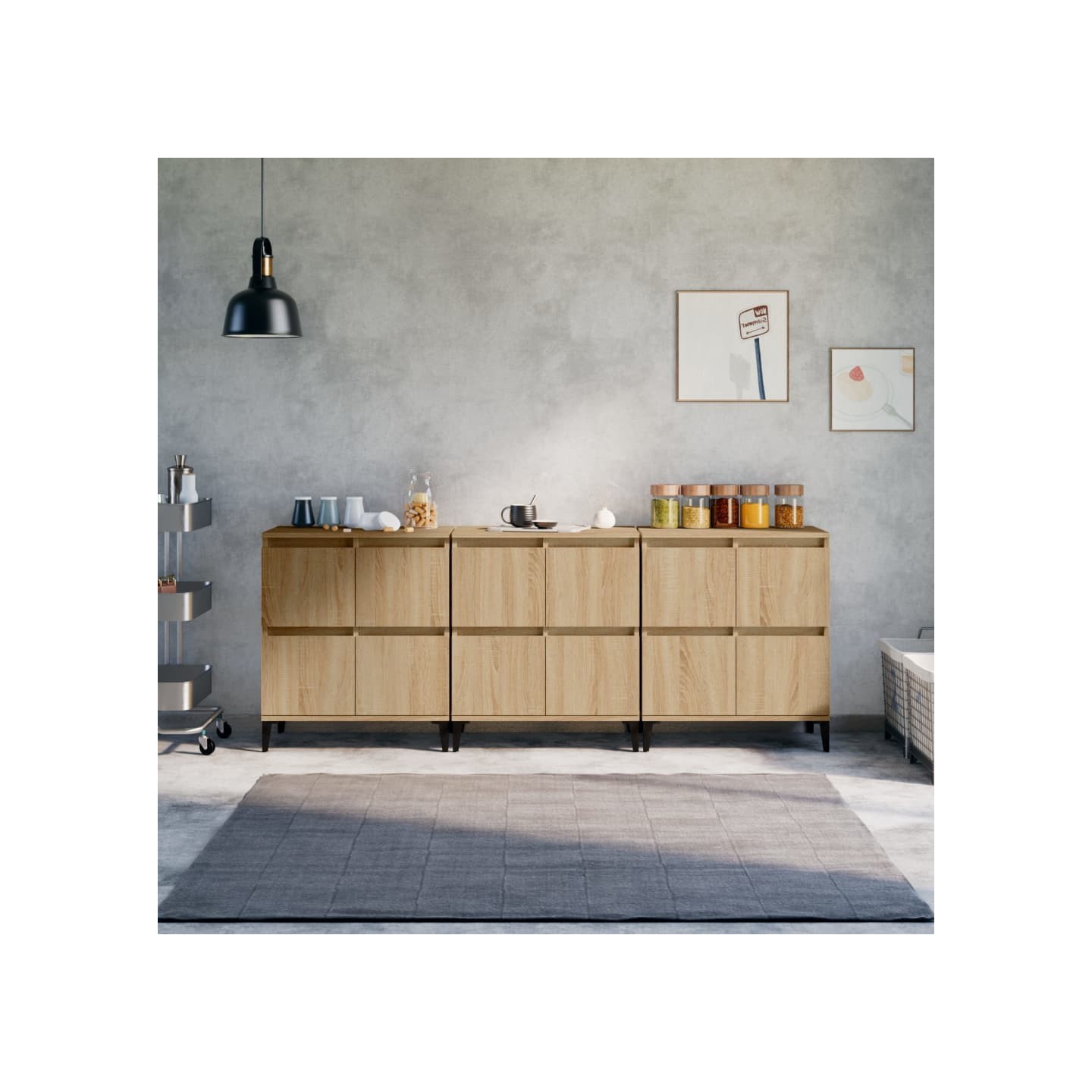 Buffets 3 pcs chêne sonoma 60x35x70 cm bois d'ingénierie