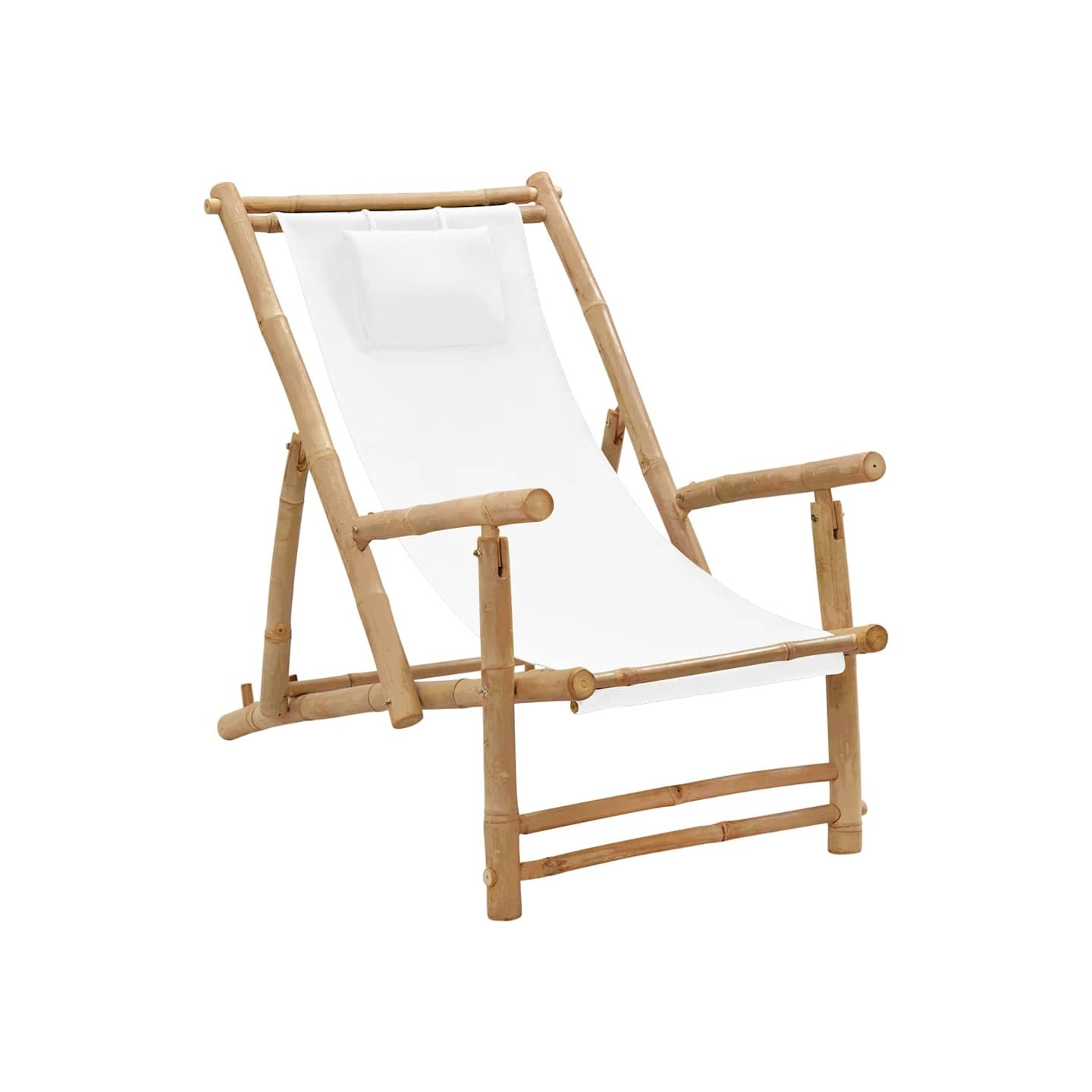 Chaise de terrasse Bambou et toile Blanc crème