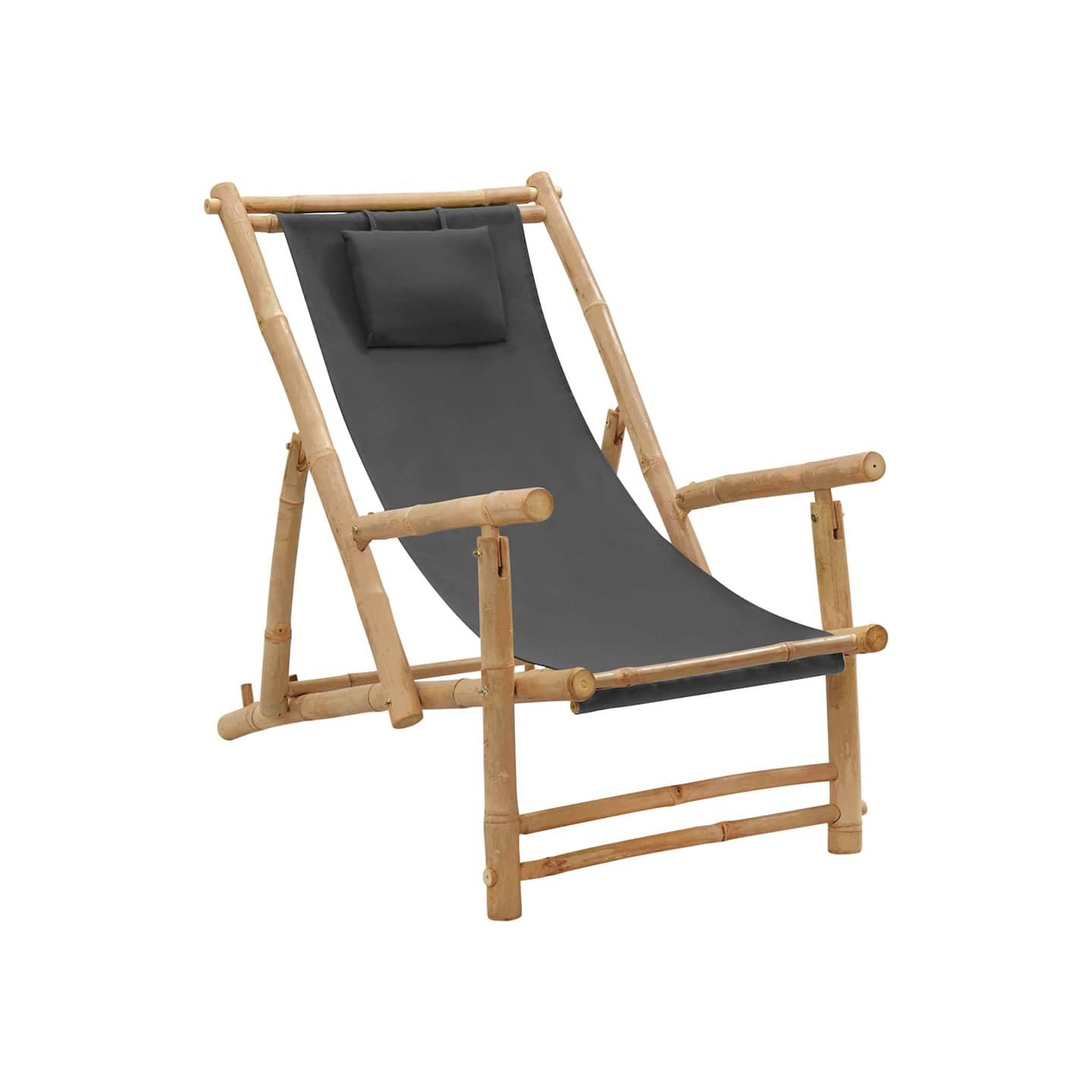 Chaise de terrasse Bambou et toile Gris foncé