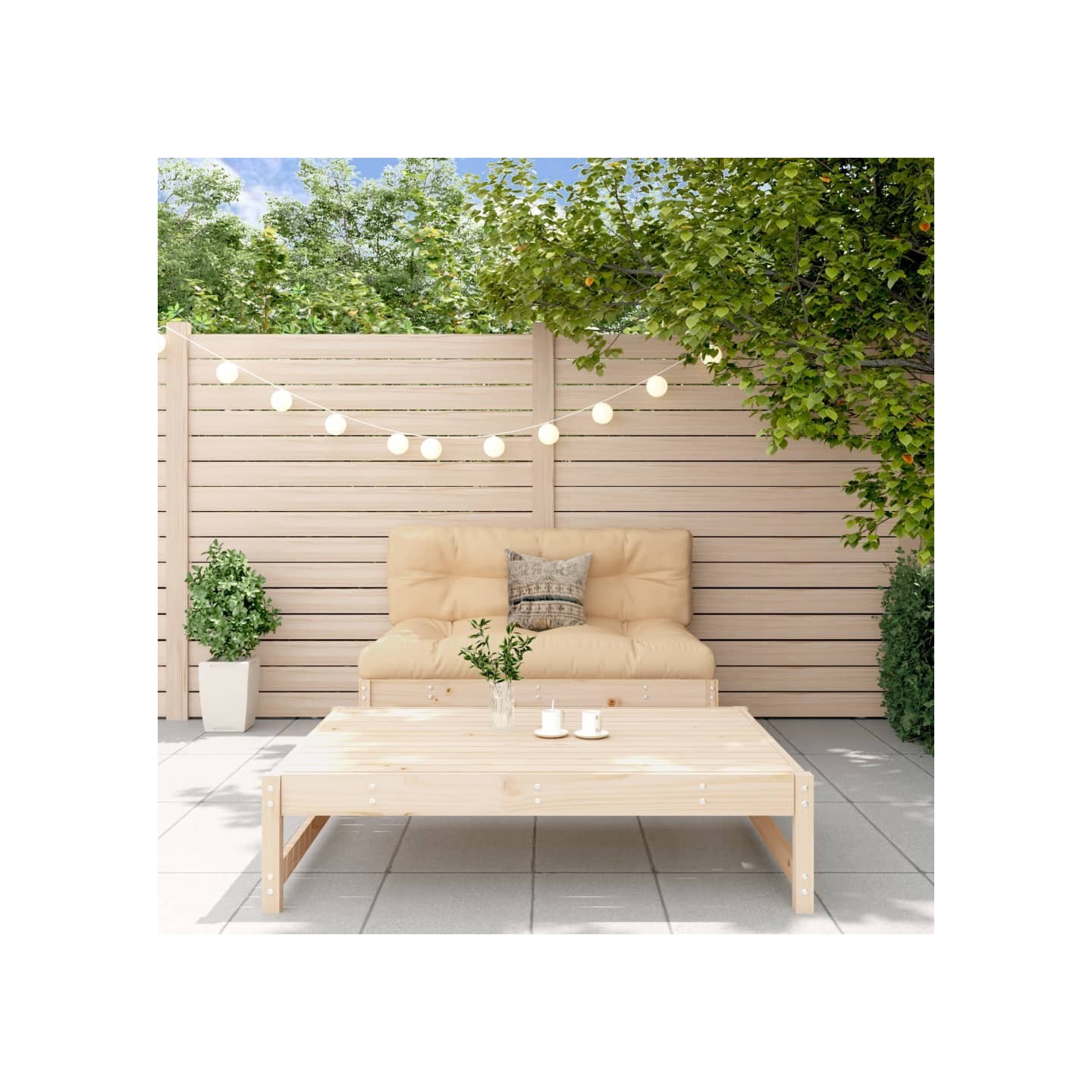 Salon de jardin 2 pcs avec coussins bois massif